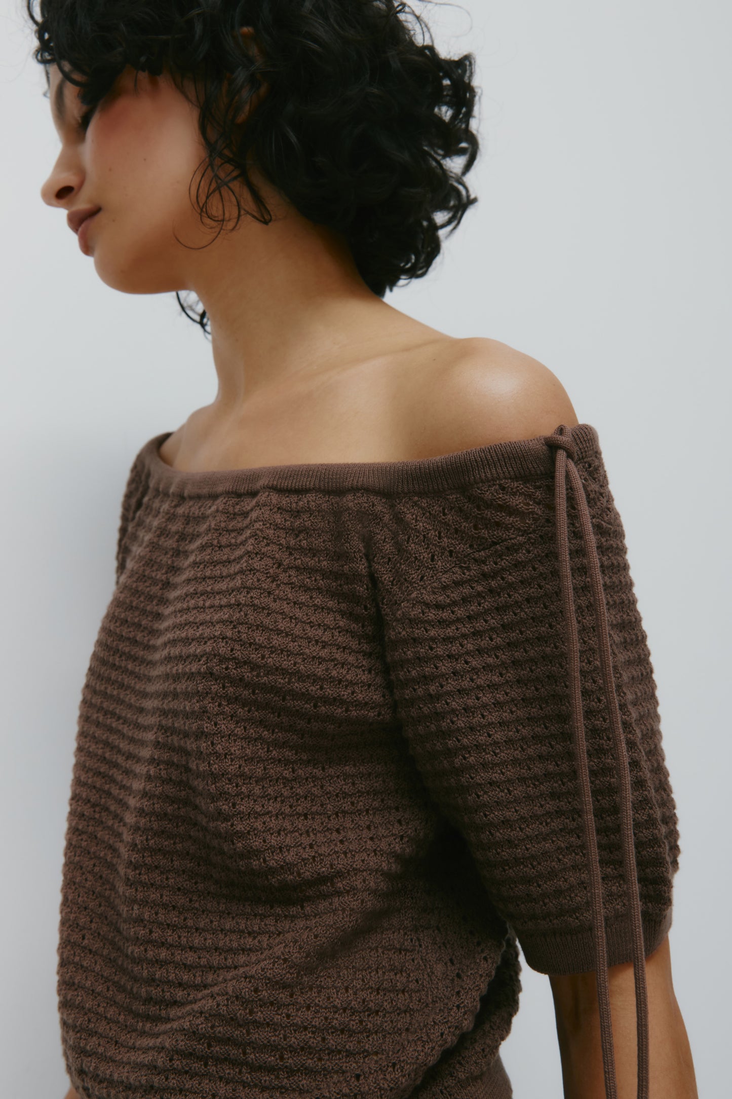 Women's Acacia Tie Boatneck Tee in Bark