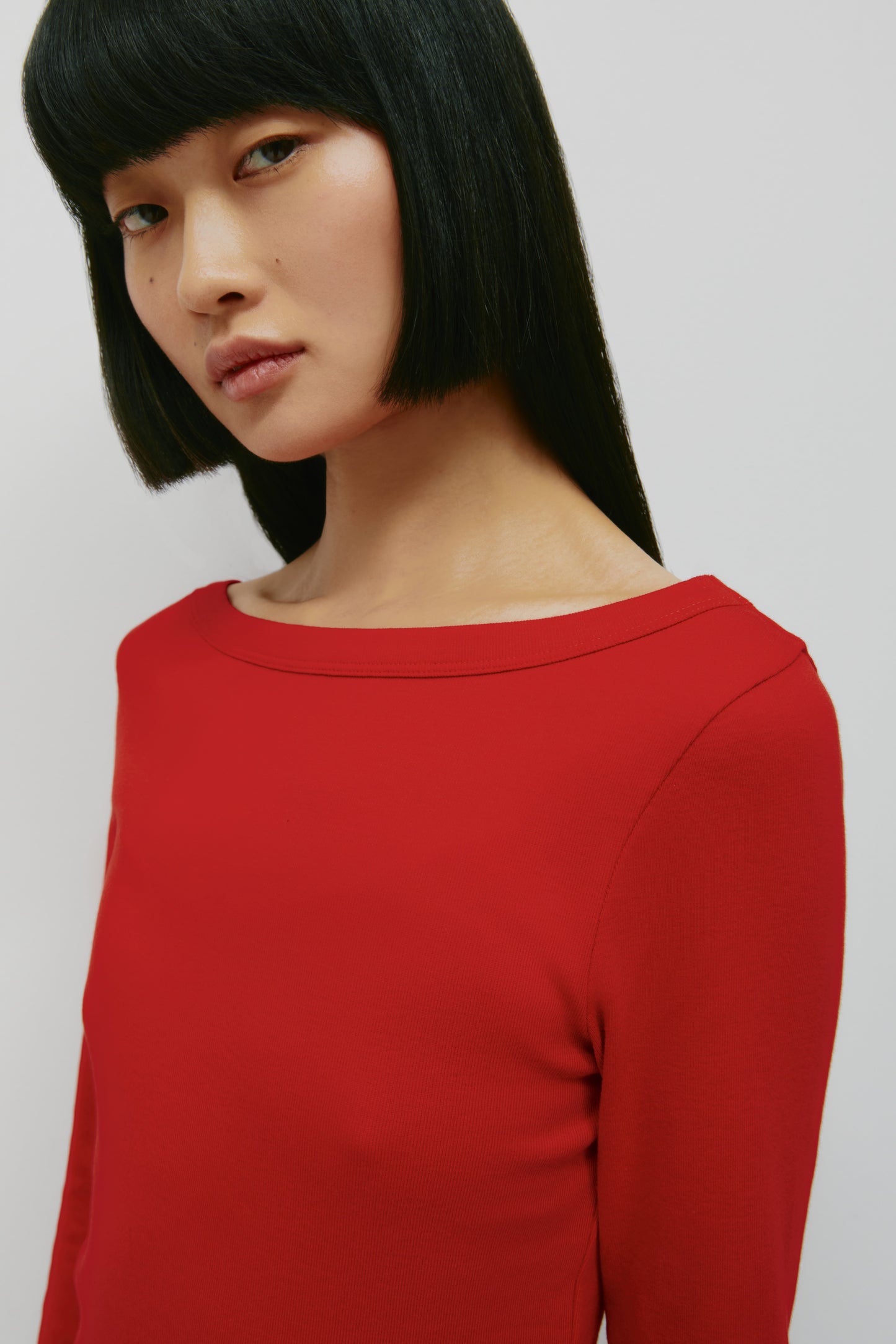 Women's Boatneck 3/4 Sleeve Top in Salsa