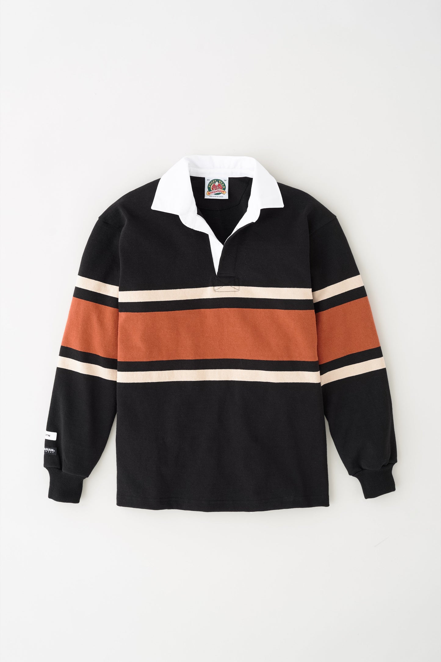 Men's Barbarian Rugby in Black/Rust Stripe