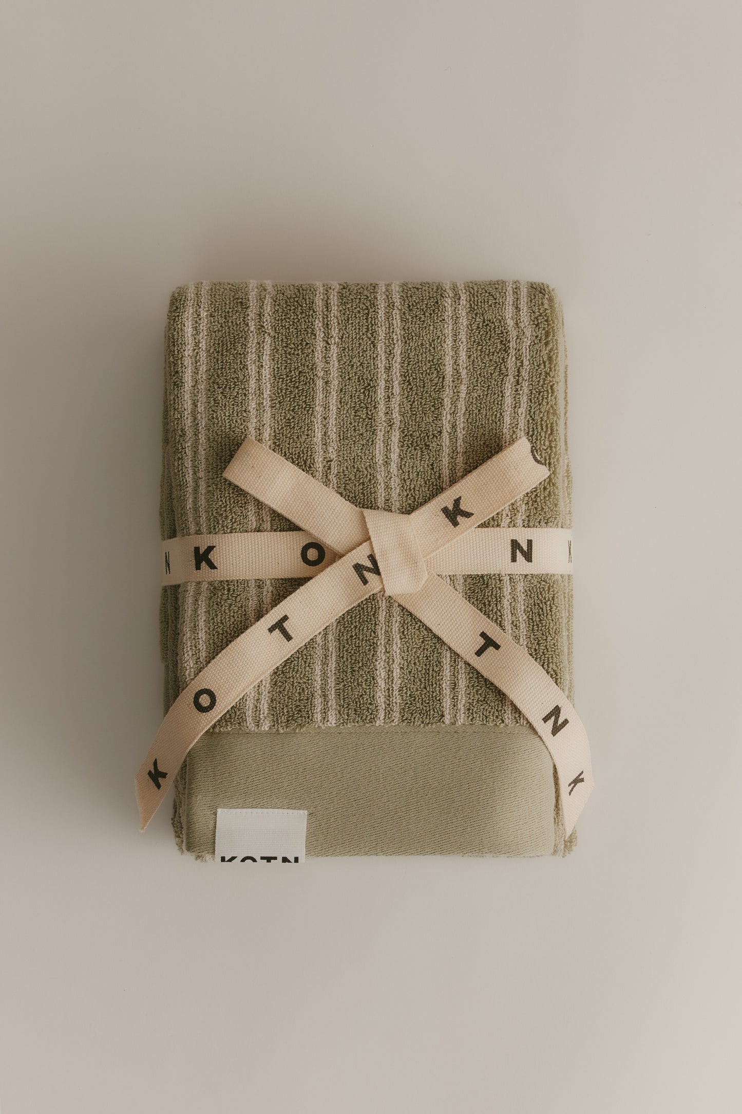 Egyptian Cotton Hand Towel (2 Pack) in Sage/Natural Stripe