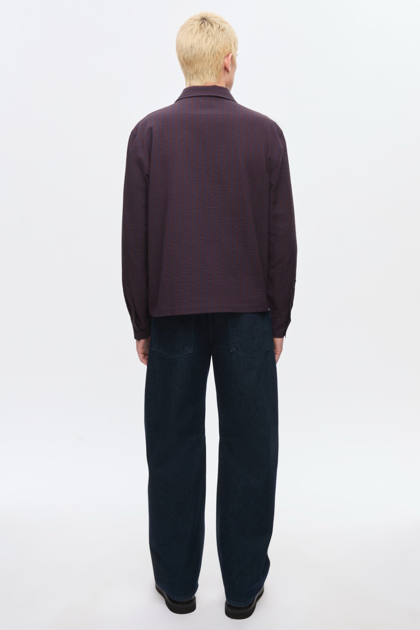 Men's Full Zip Shirt in Cocoa/Navy