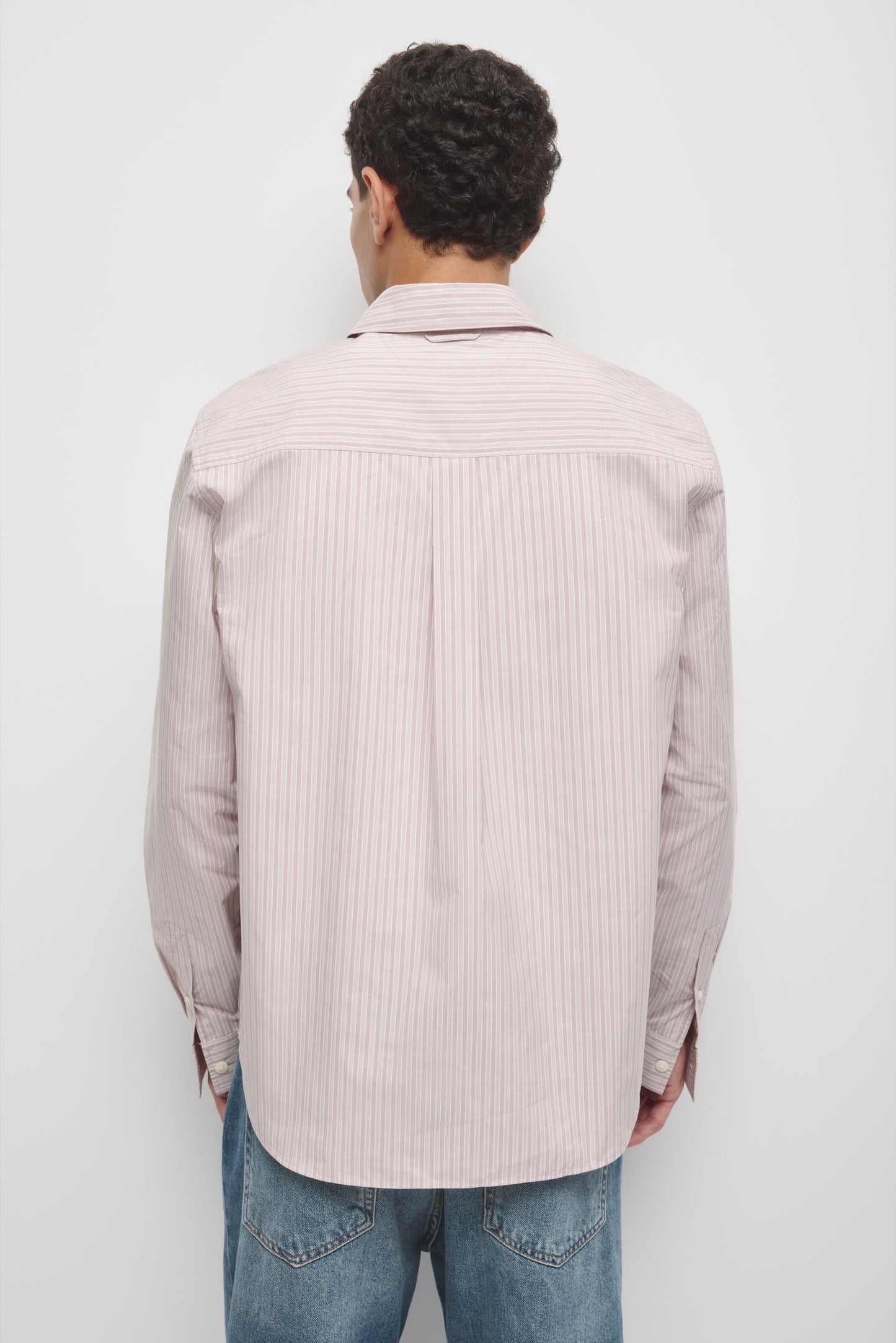 Men's Hadd Applique Shirt in Birch/Mahogany Stripe