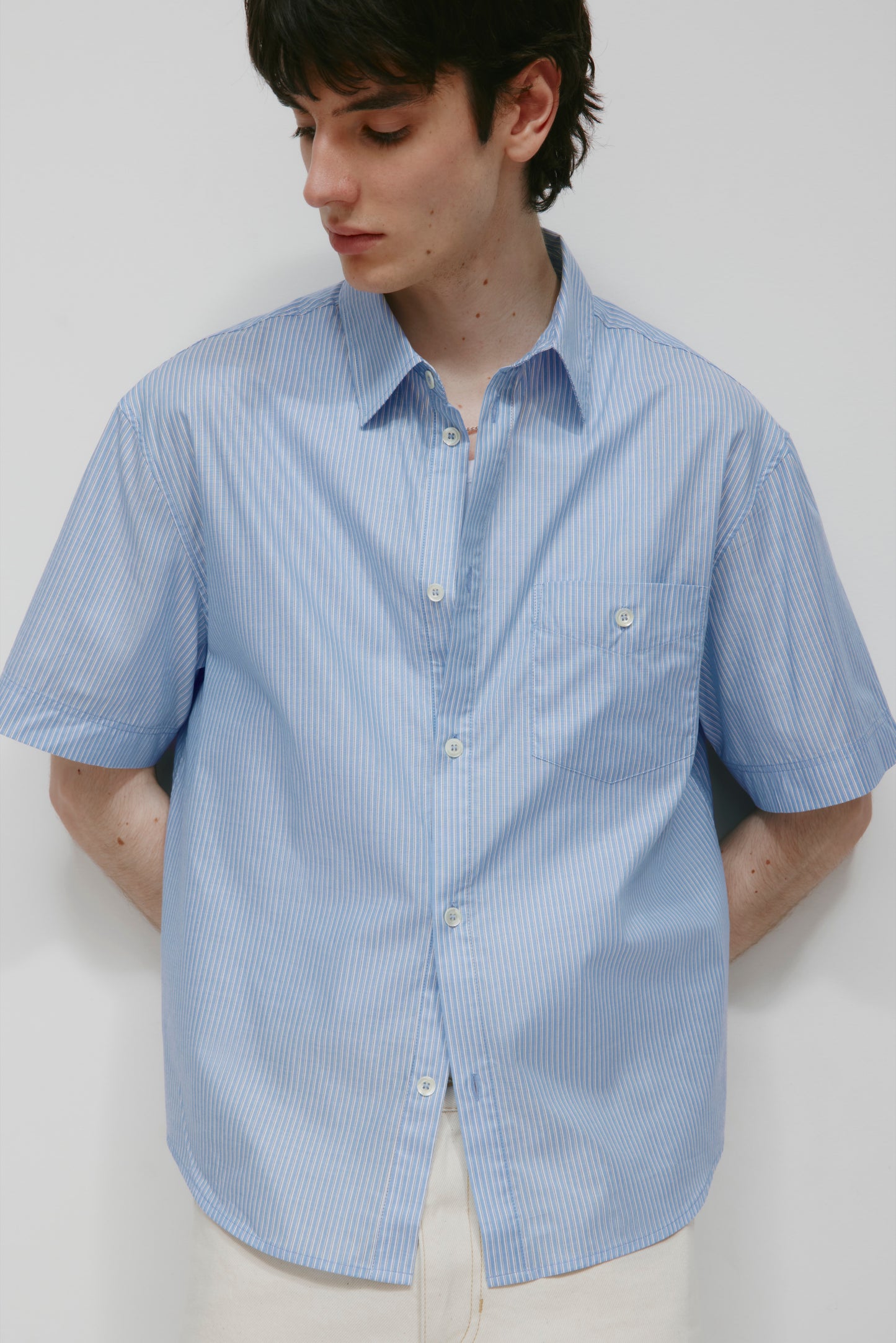 Men's Hawa Shirt in Blue/White Stripe
