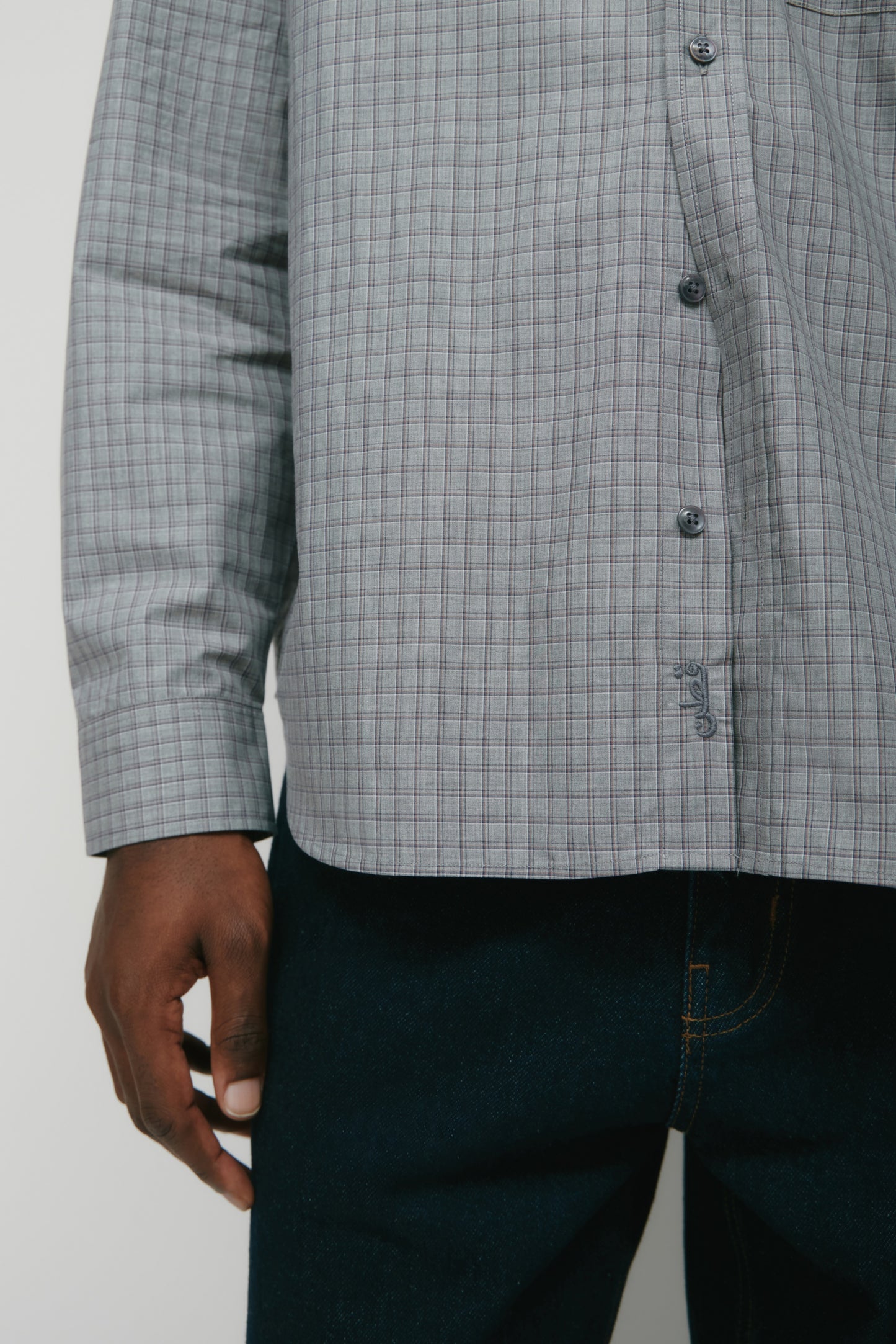 Men's Haydar Shirt in Grey/Lavender Ash Check