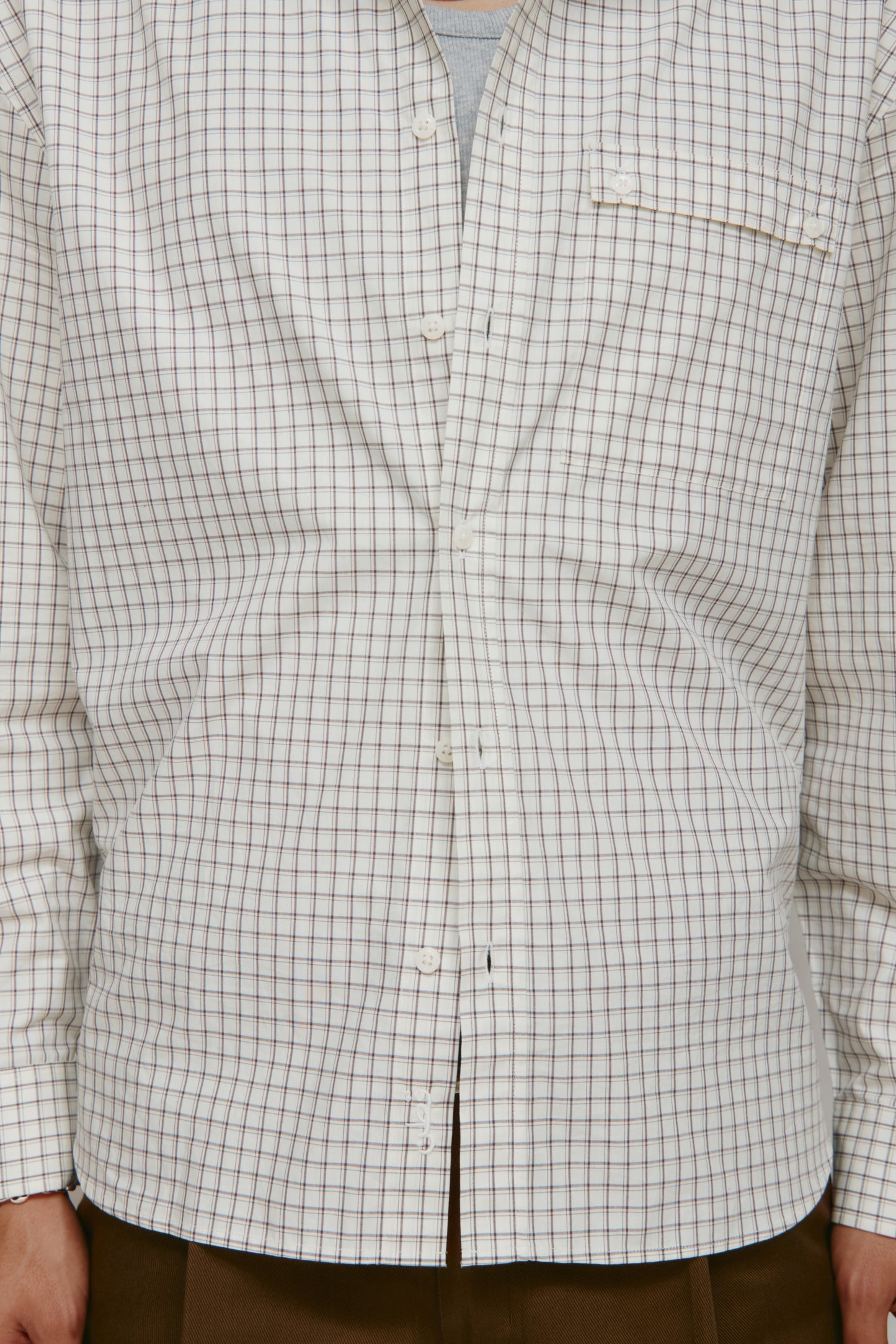 Men's Haydar Shirt in White/Grey Check