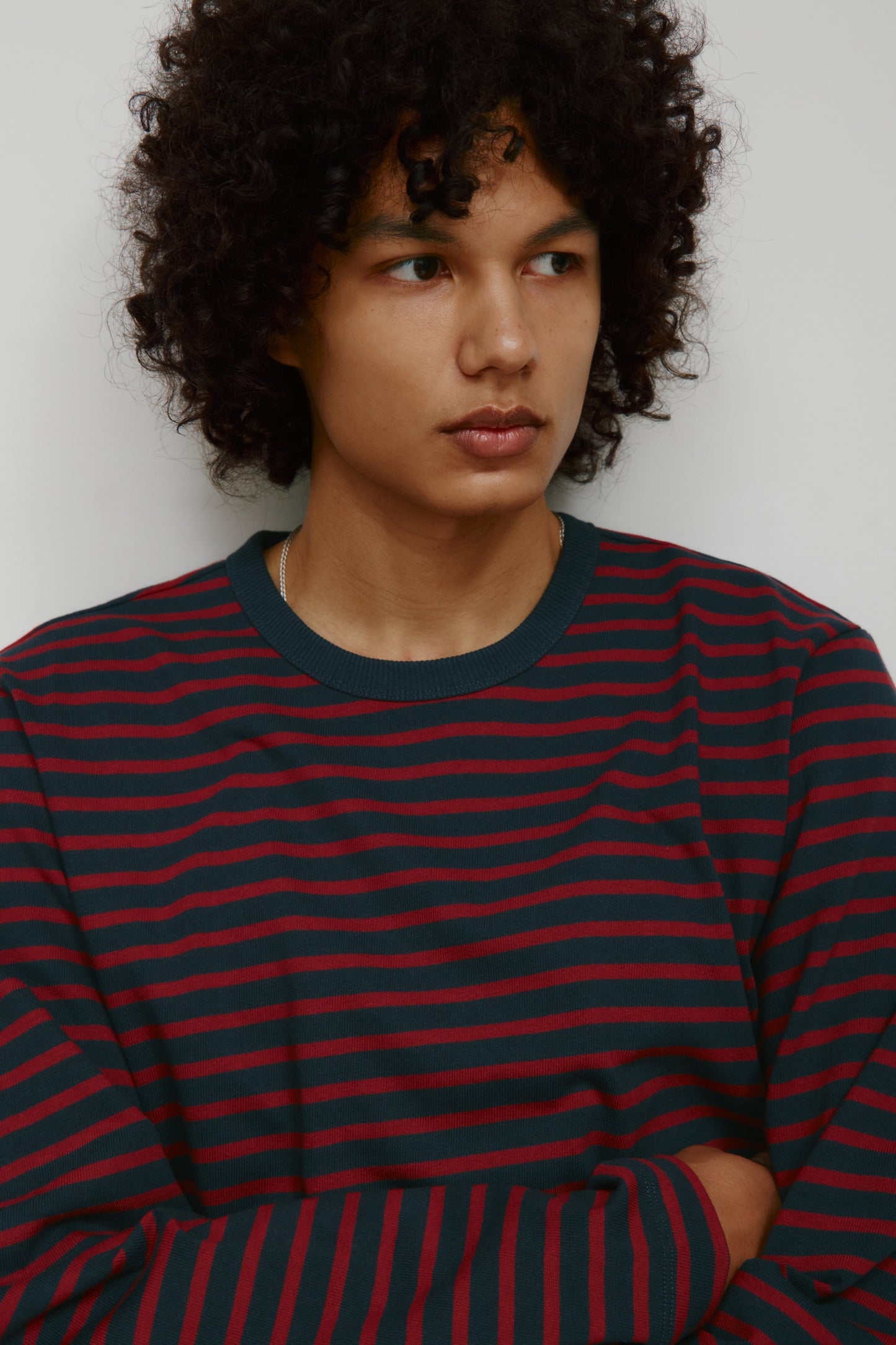Men's Heavyweight Rib Longsleeve in Harvard/Navy Stripe