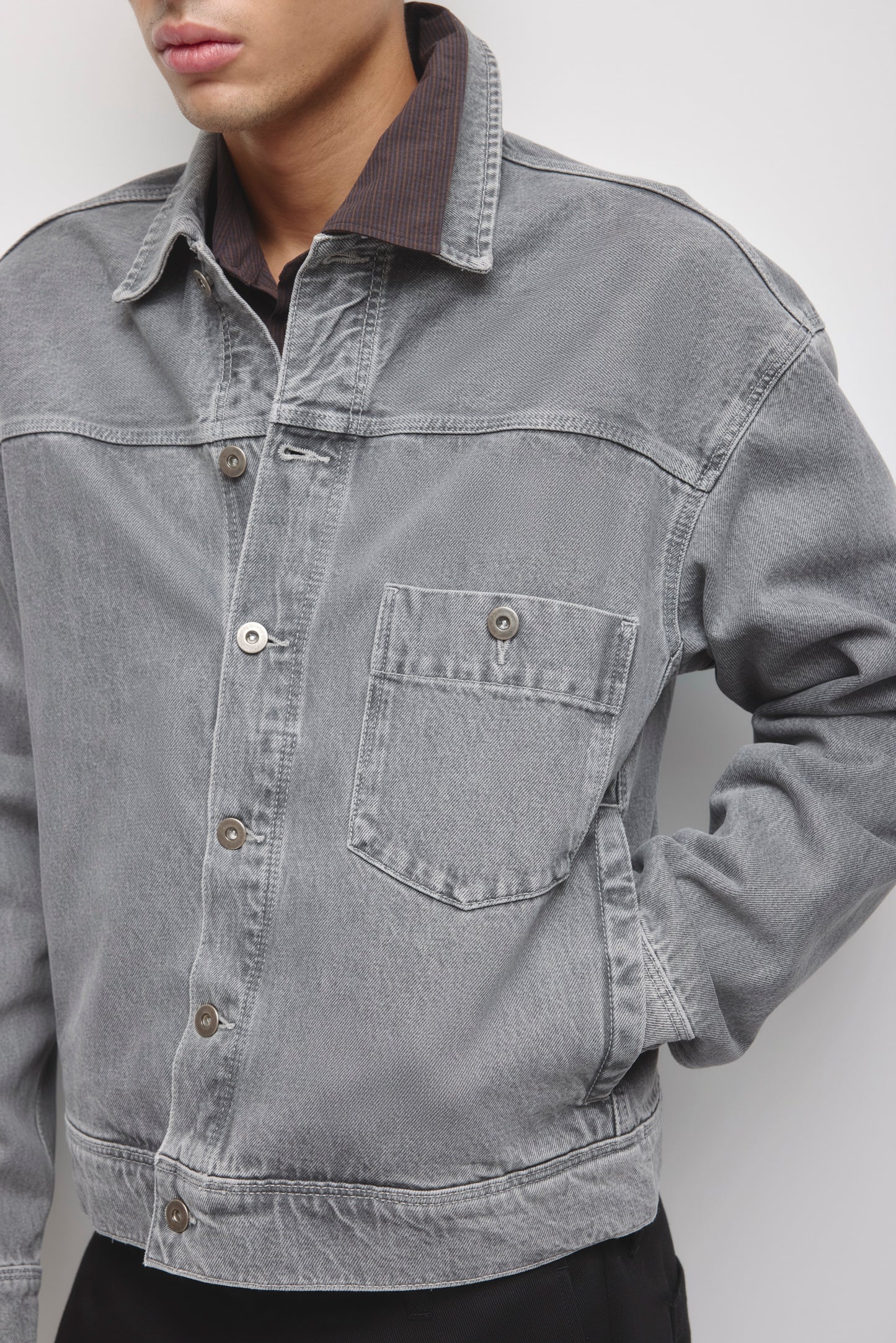Men's Lammah Denim Jacket in Light Grey Wash