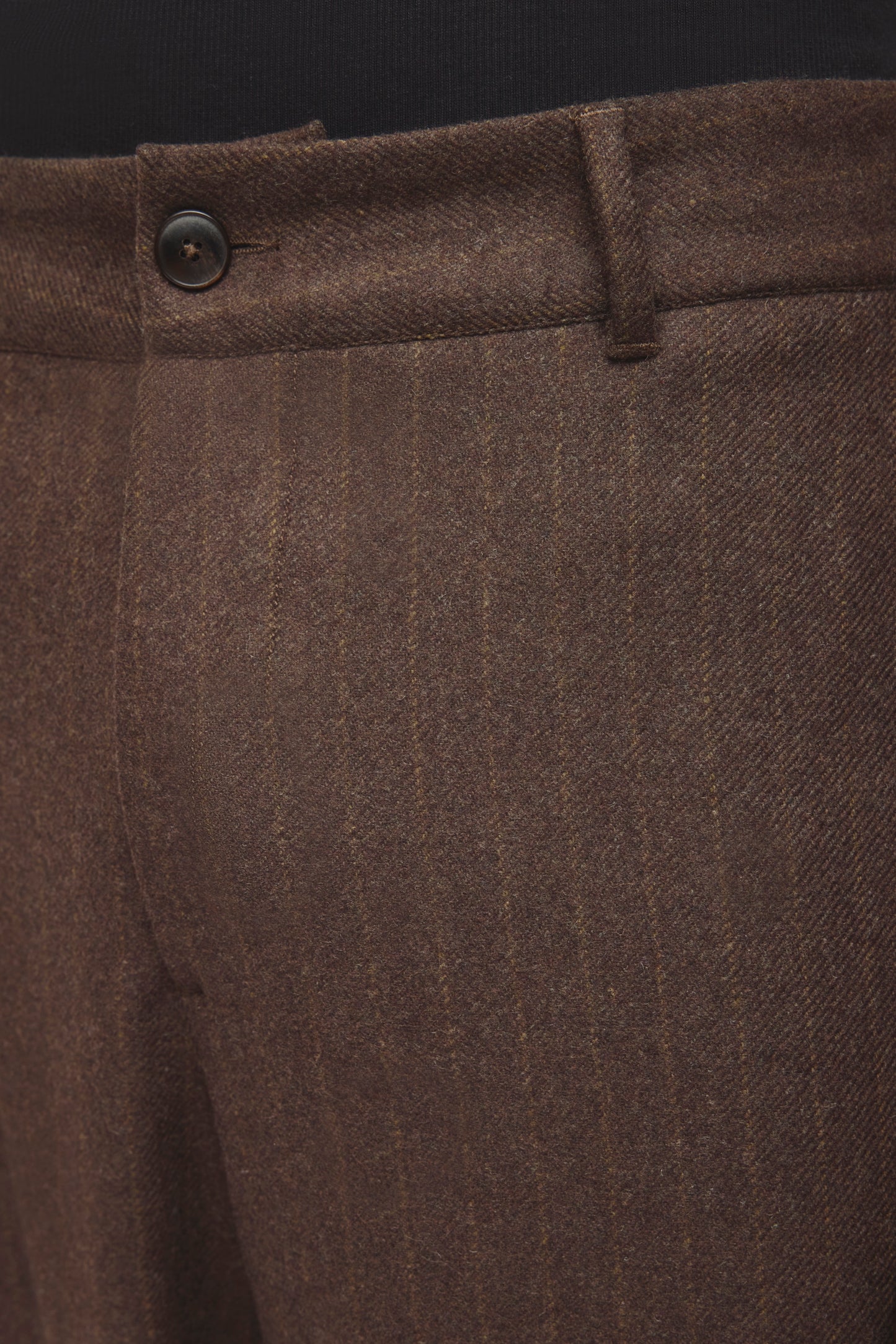 Men's Malik Wool Trouser in Dark Truffle Pinstripe
