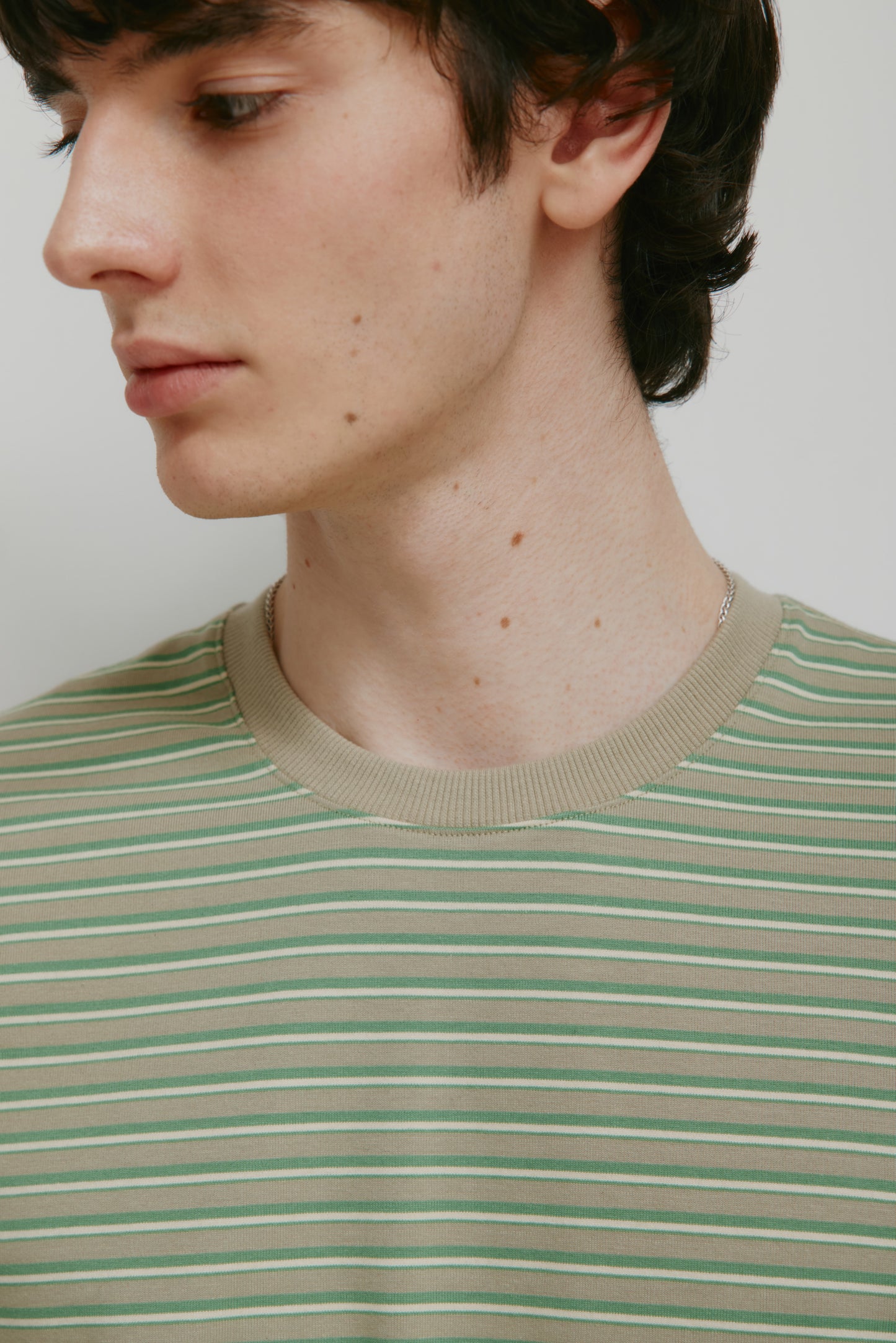 Men's Midweight Crew in Dune Grass/Retro Green/Natural Stripe