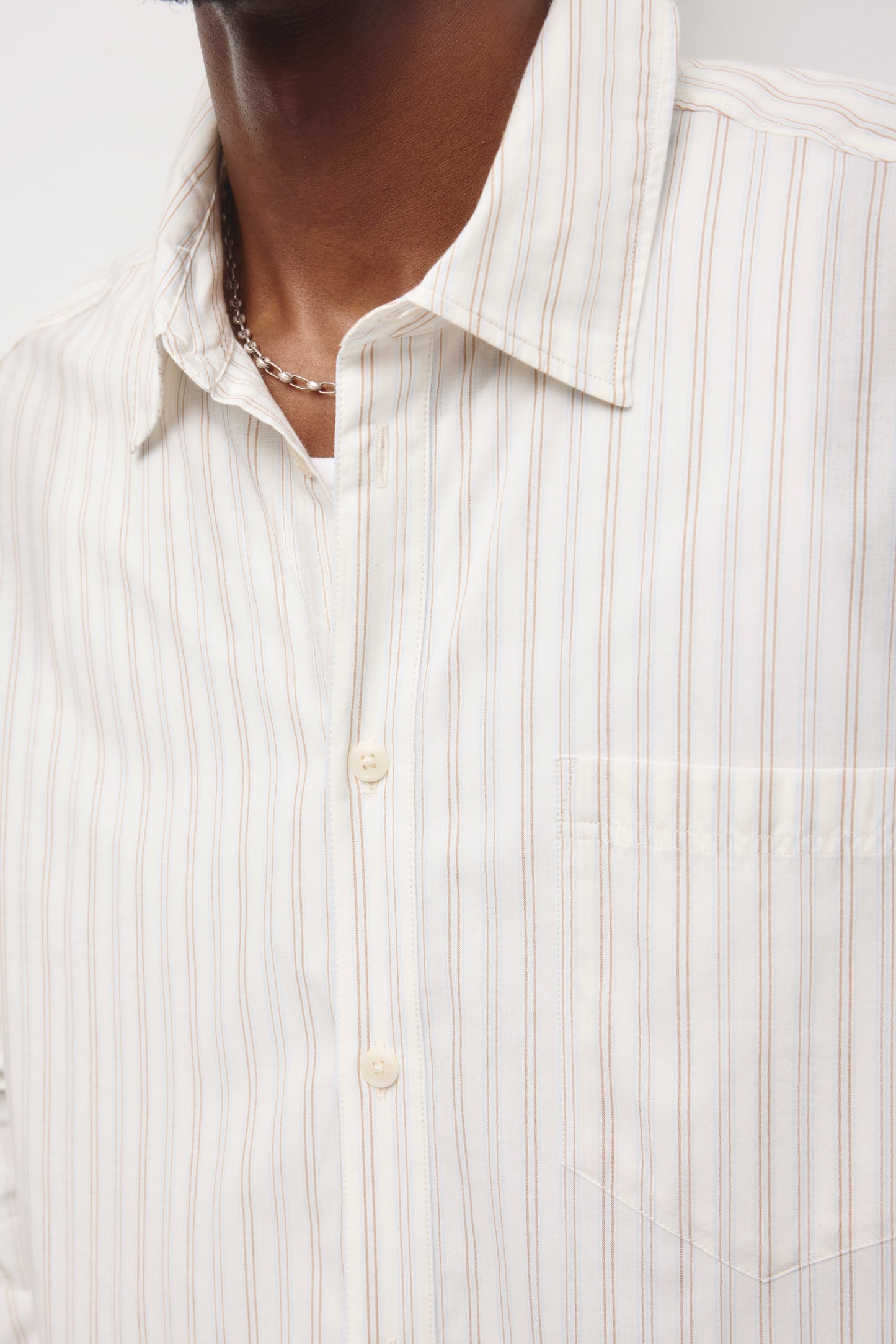 Men's Relaxed Stripe Shirt in Birch/Winter Sky Stripe