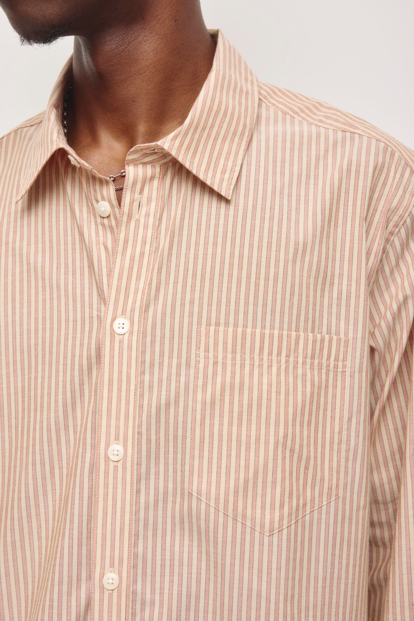 Men's Relaxed Stripe Shirt in Mahogany/Creme Brulee Stripe