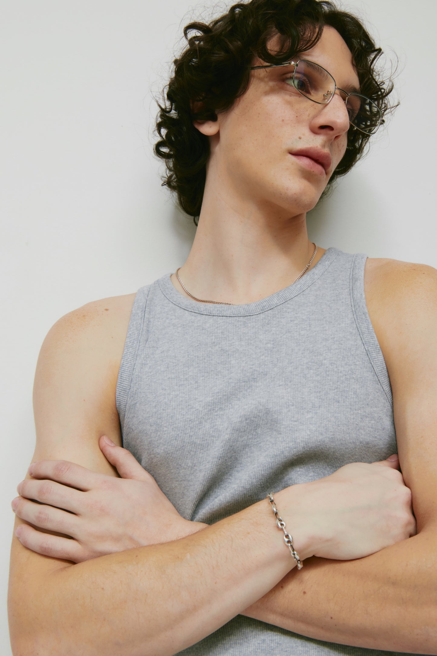 Men's Rib Tank in Heather Grey