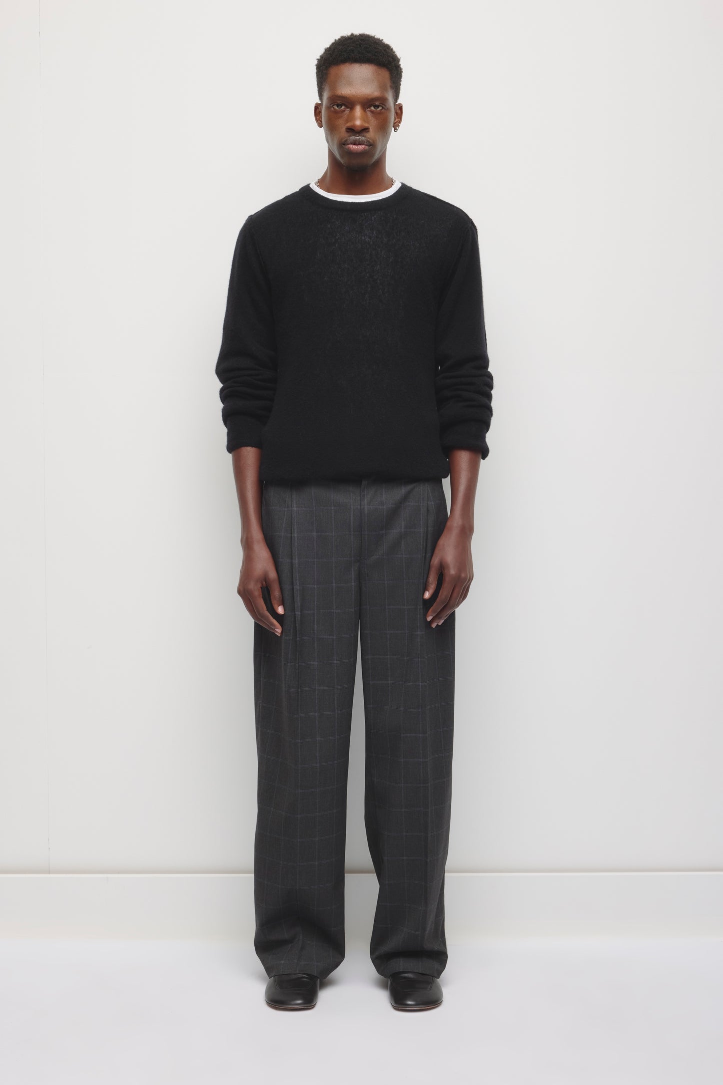 Men's Taym Plaid Trouser in Gypsum/Black Plaid