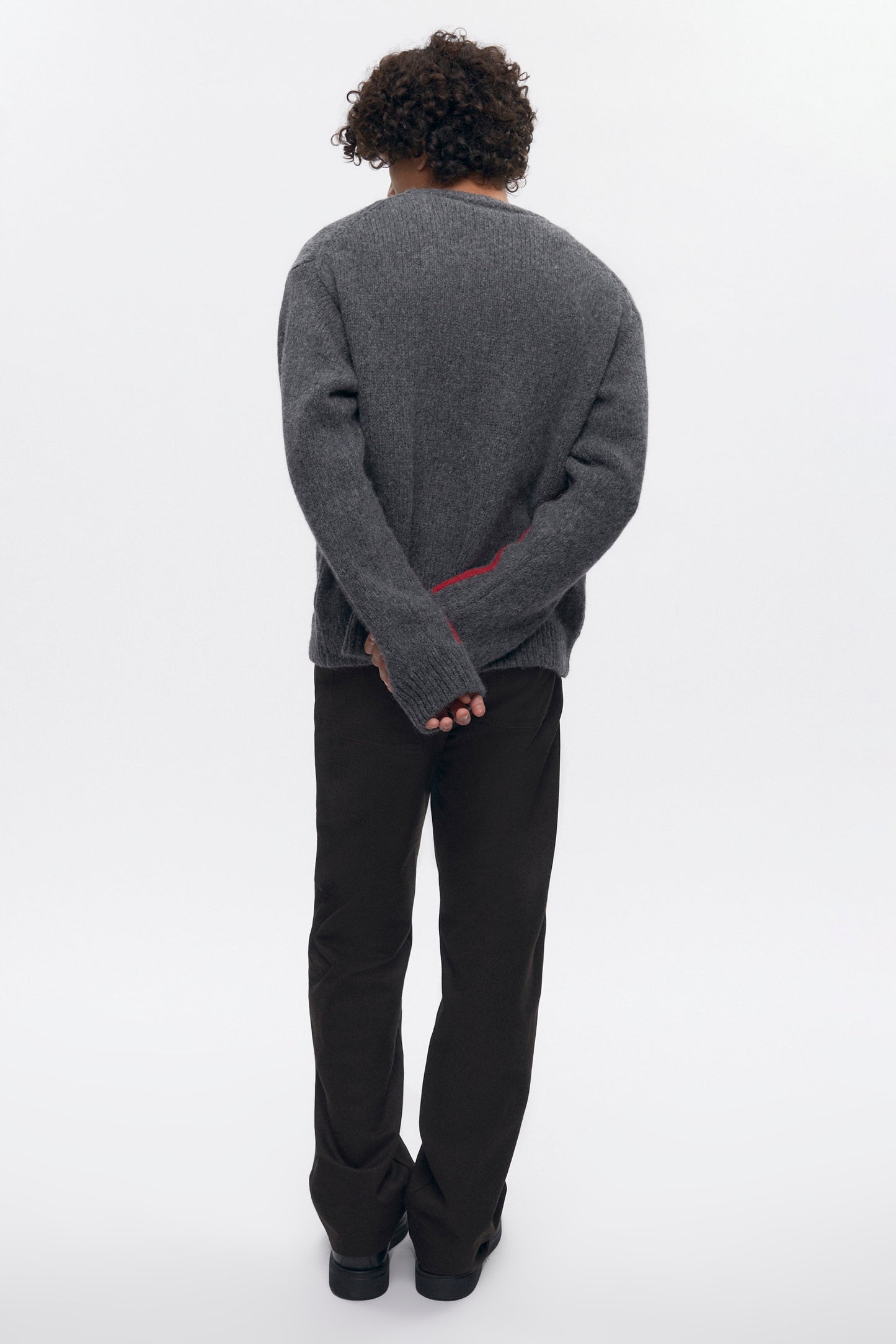 Men's Ali Crewneck Sweater in Charcoal/Fiery Red