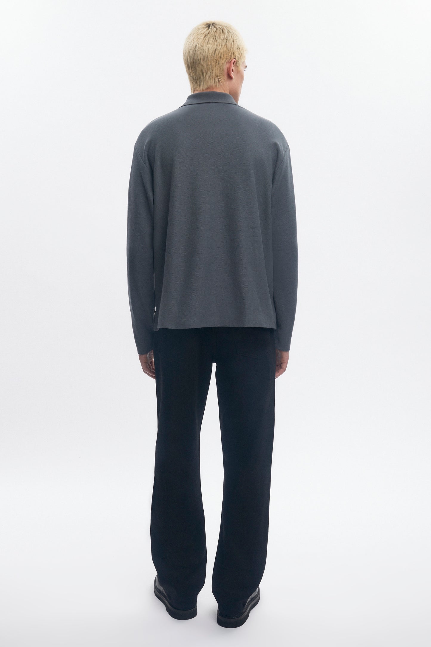 Men's Pique Longsleeve Polo in Steel
