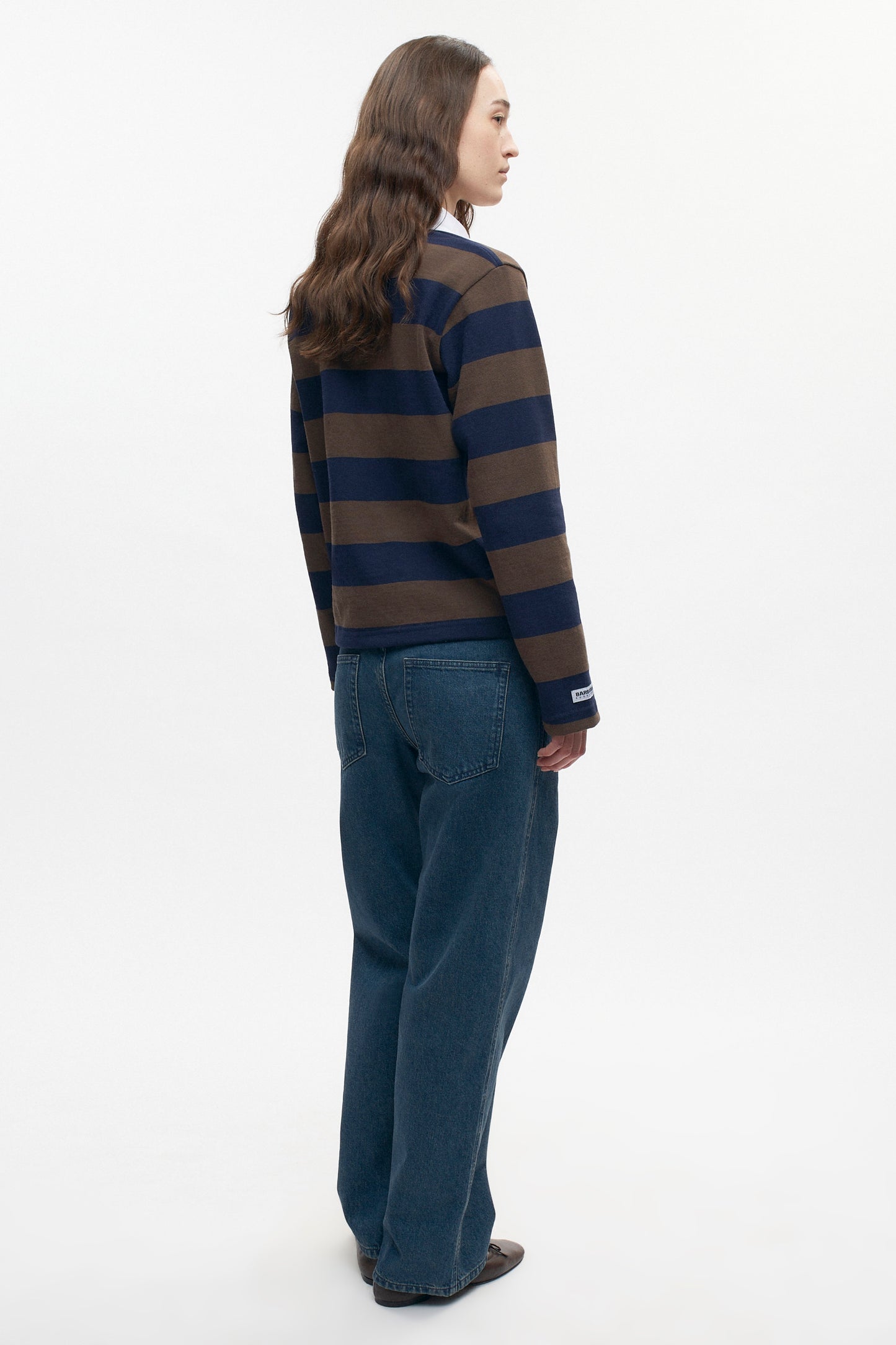 Shrunken Rugby Shirt in Navy/Moss