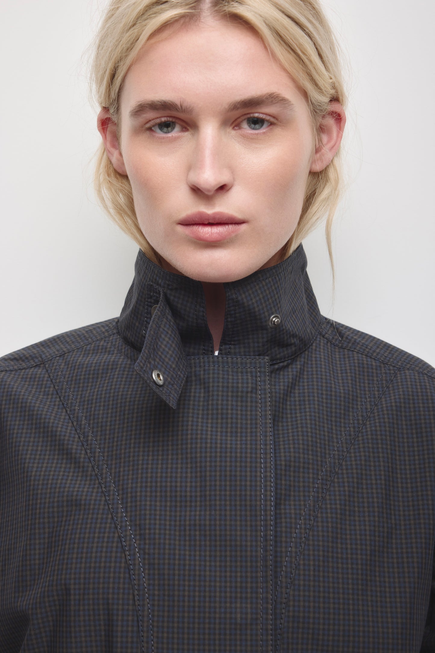 Women's Amira Microcheck Jacket in Pitch Navy/Taupe Check
