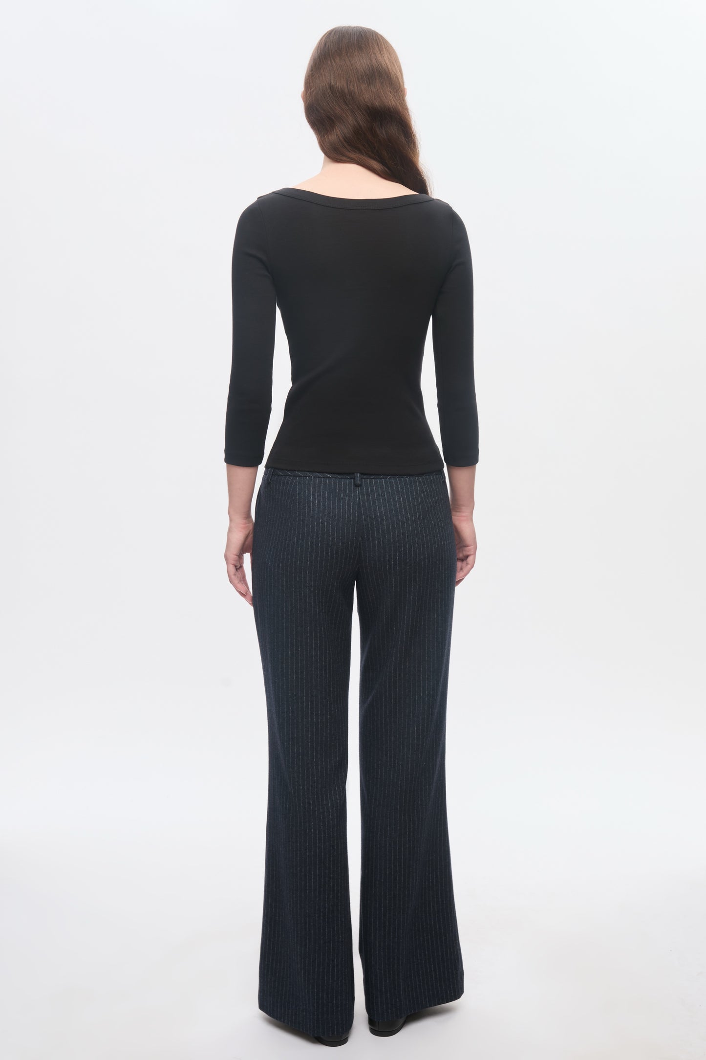 Women's Boatneck 3/4 Sleeve Top in Black