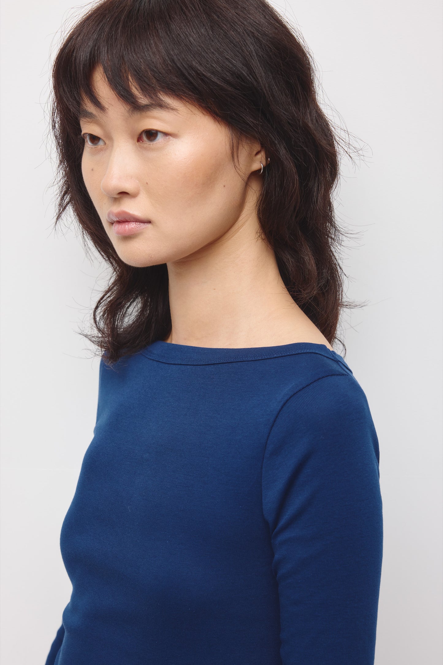 Women's Boatneck 3/4 Sleeve Top in Pacific Blue