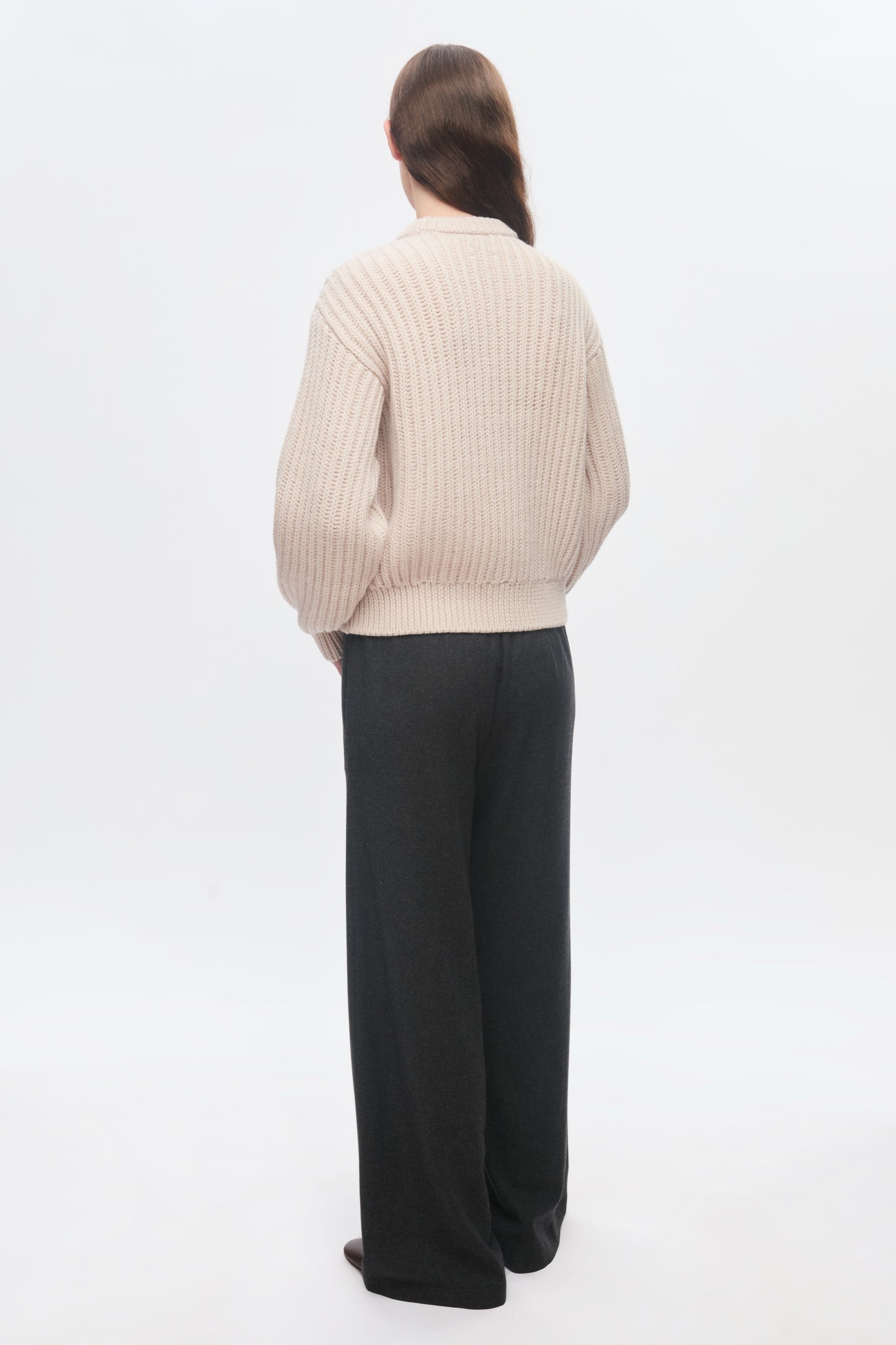 Women's Chunky Wool Crewneck Sweater in Natural