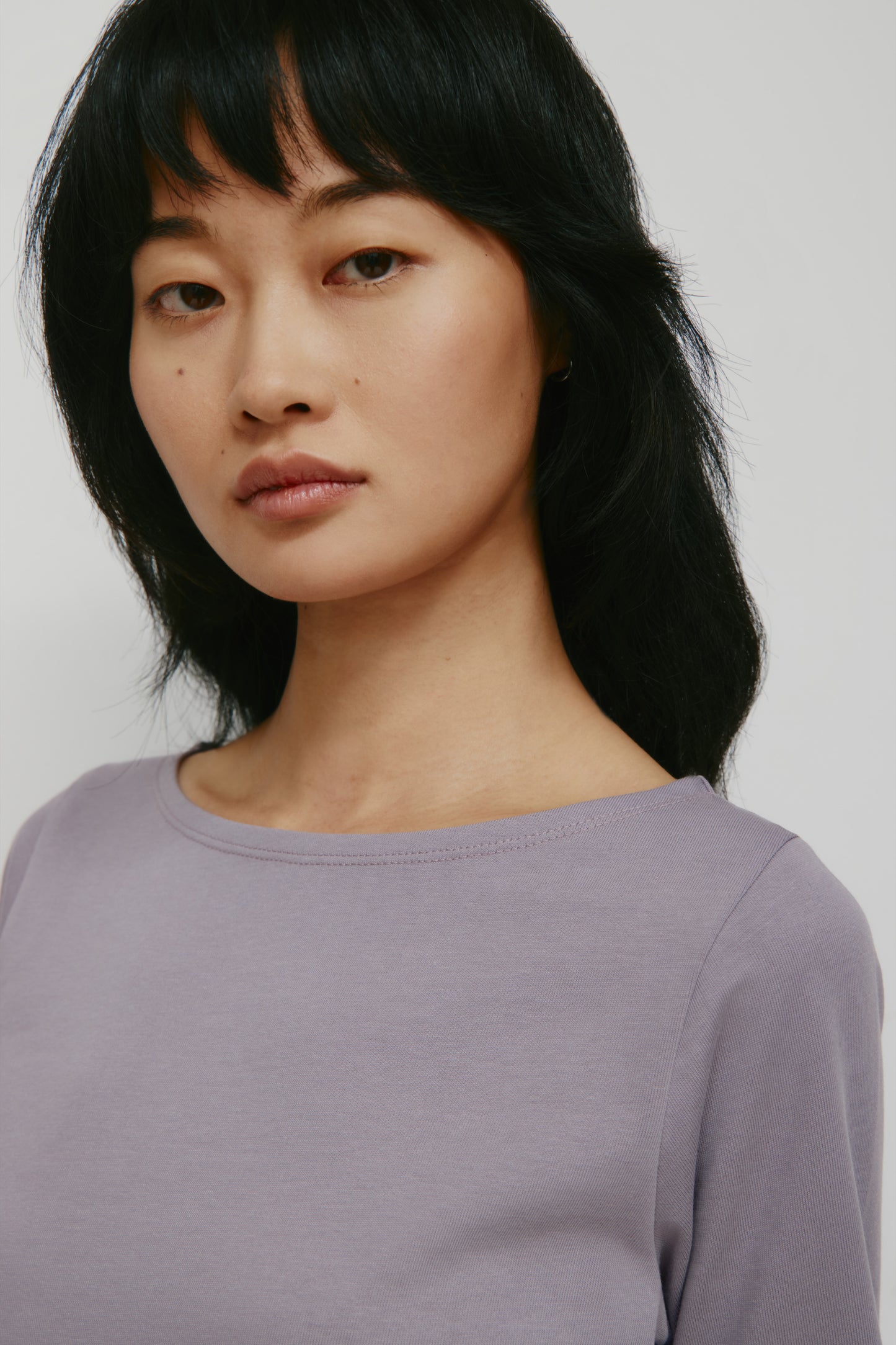 Women's Curved Hem 3/4 Sleeve in Dusty Grape