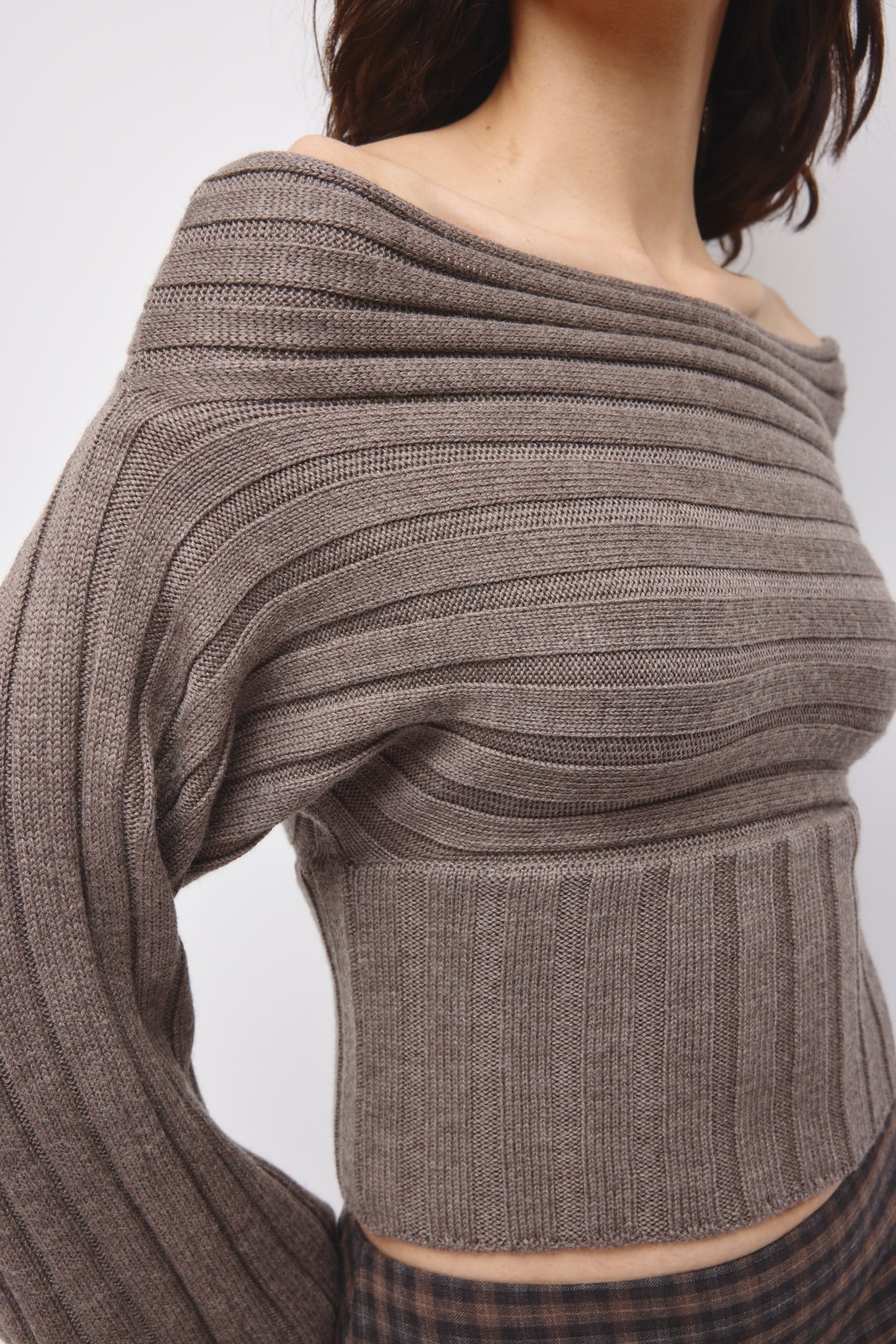 Women's Elina Convertible Sweater in Dark Taupe Mix