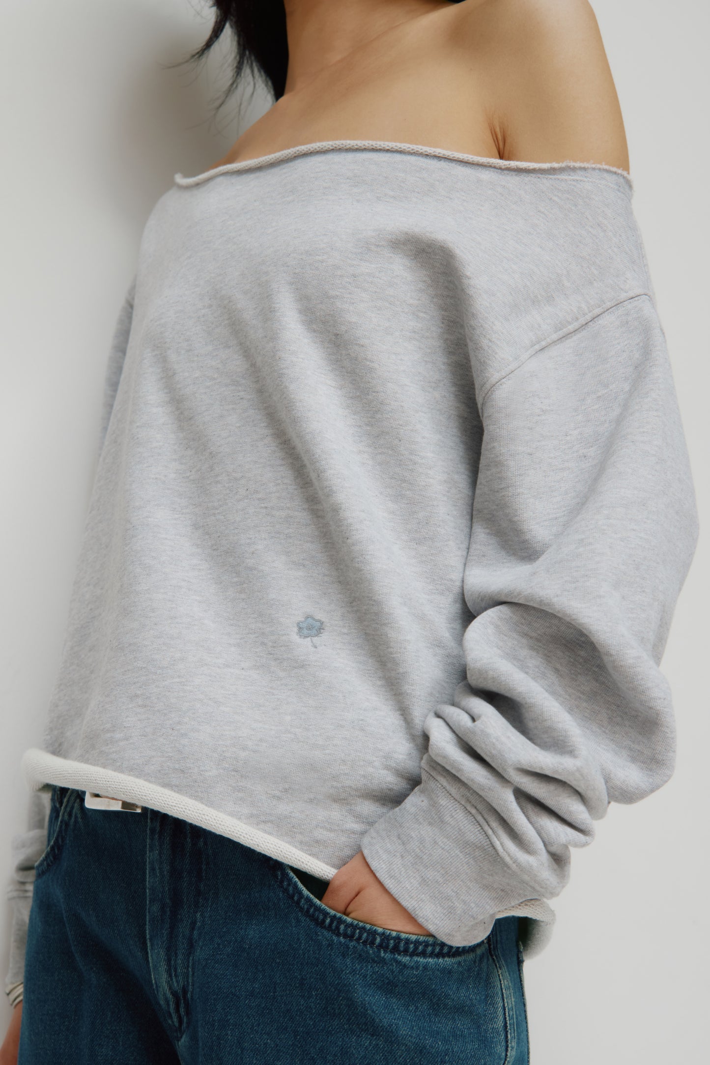 Women's French Terry Cutoff Sweatshirt in Cloud Mix
