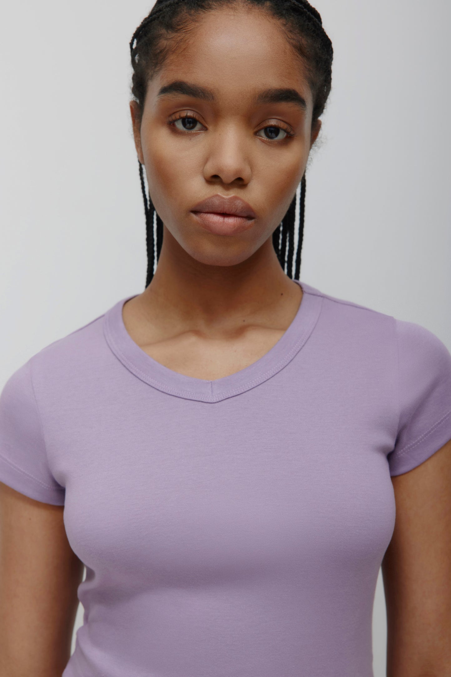 Women's High V-neck Tee in Mauve