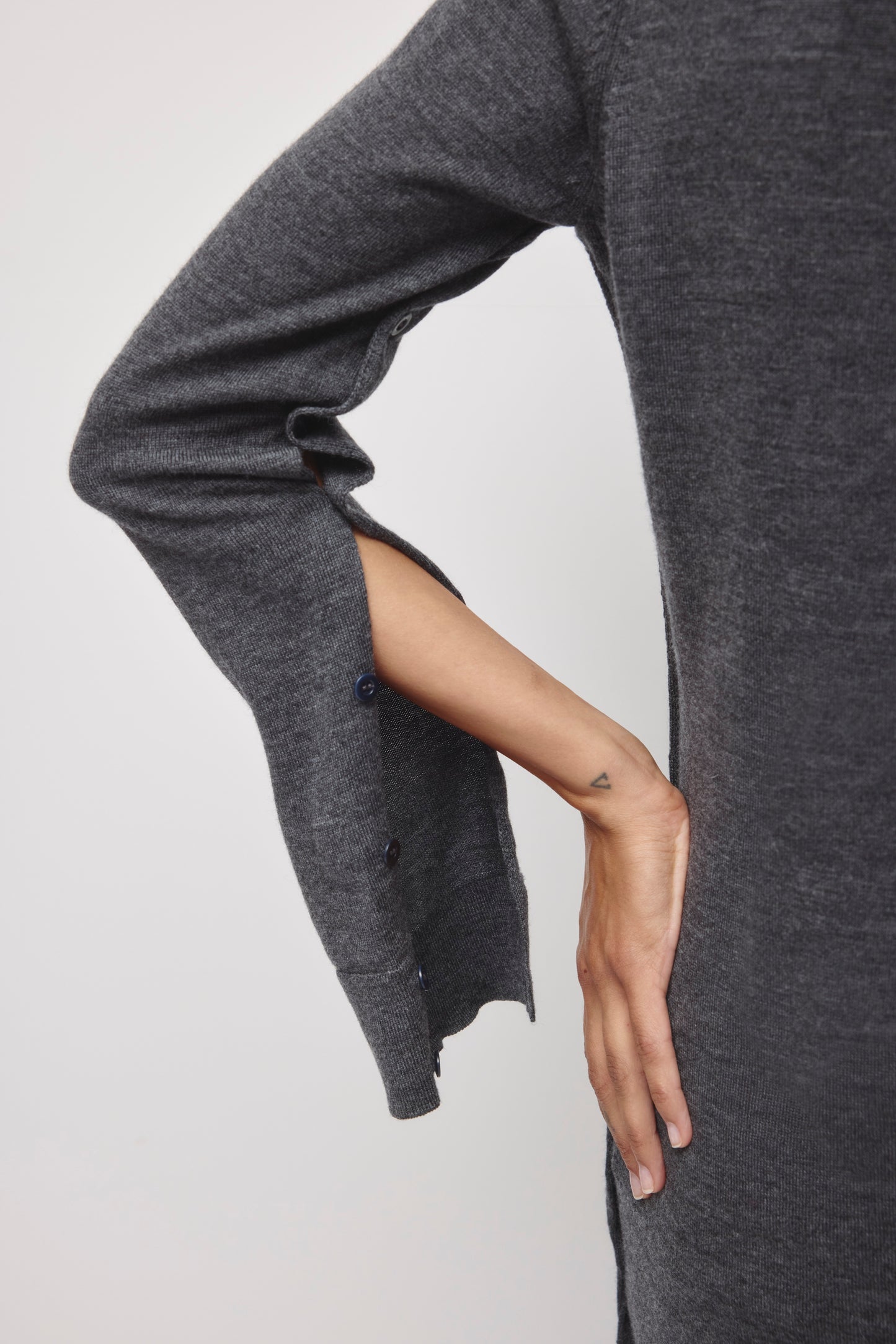Women's Mona Merino Button Tunic in Charcoal Melange