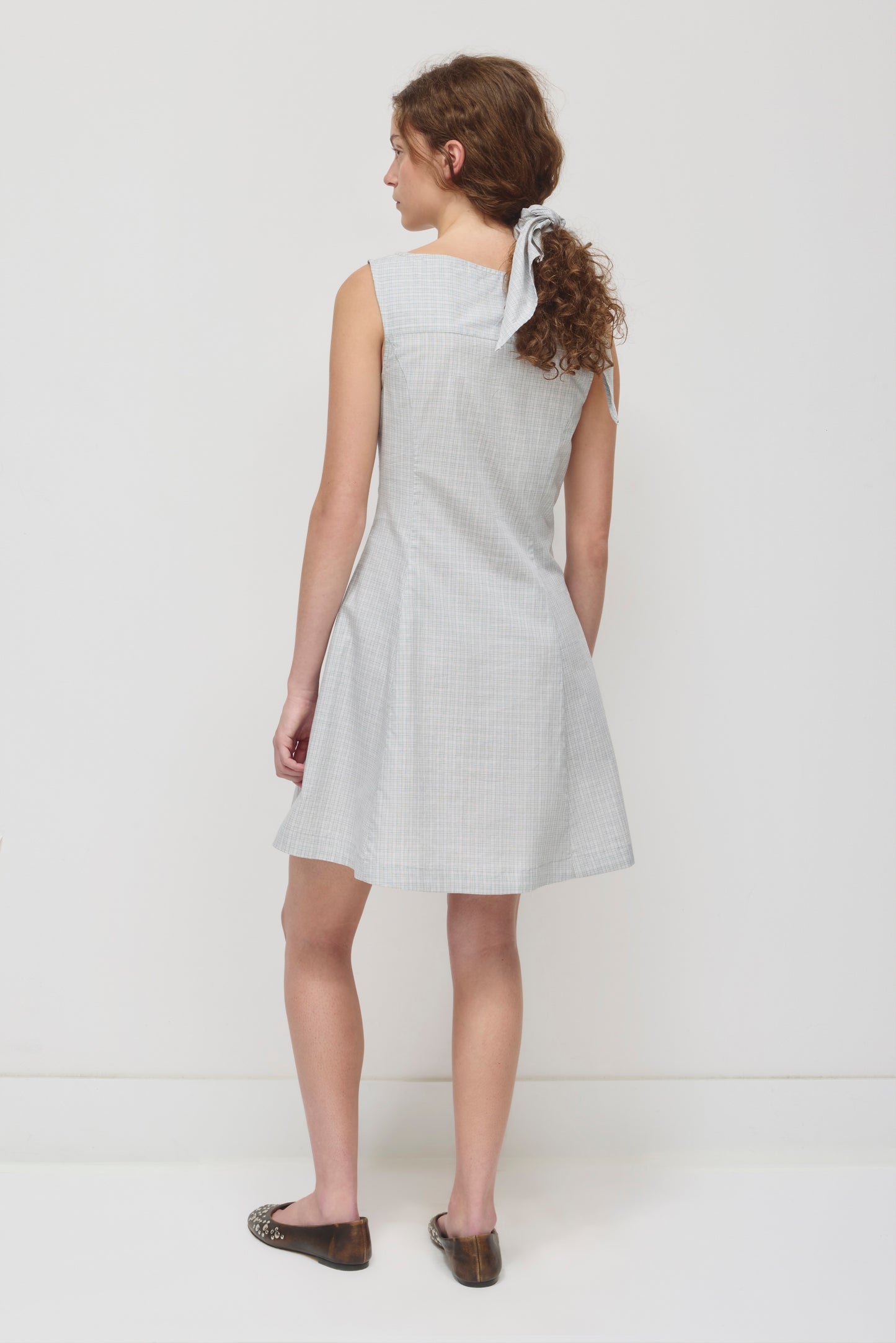 Women's Rima Boatneck Dress in Dune Grass Check