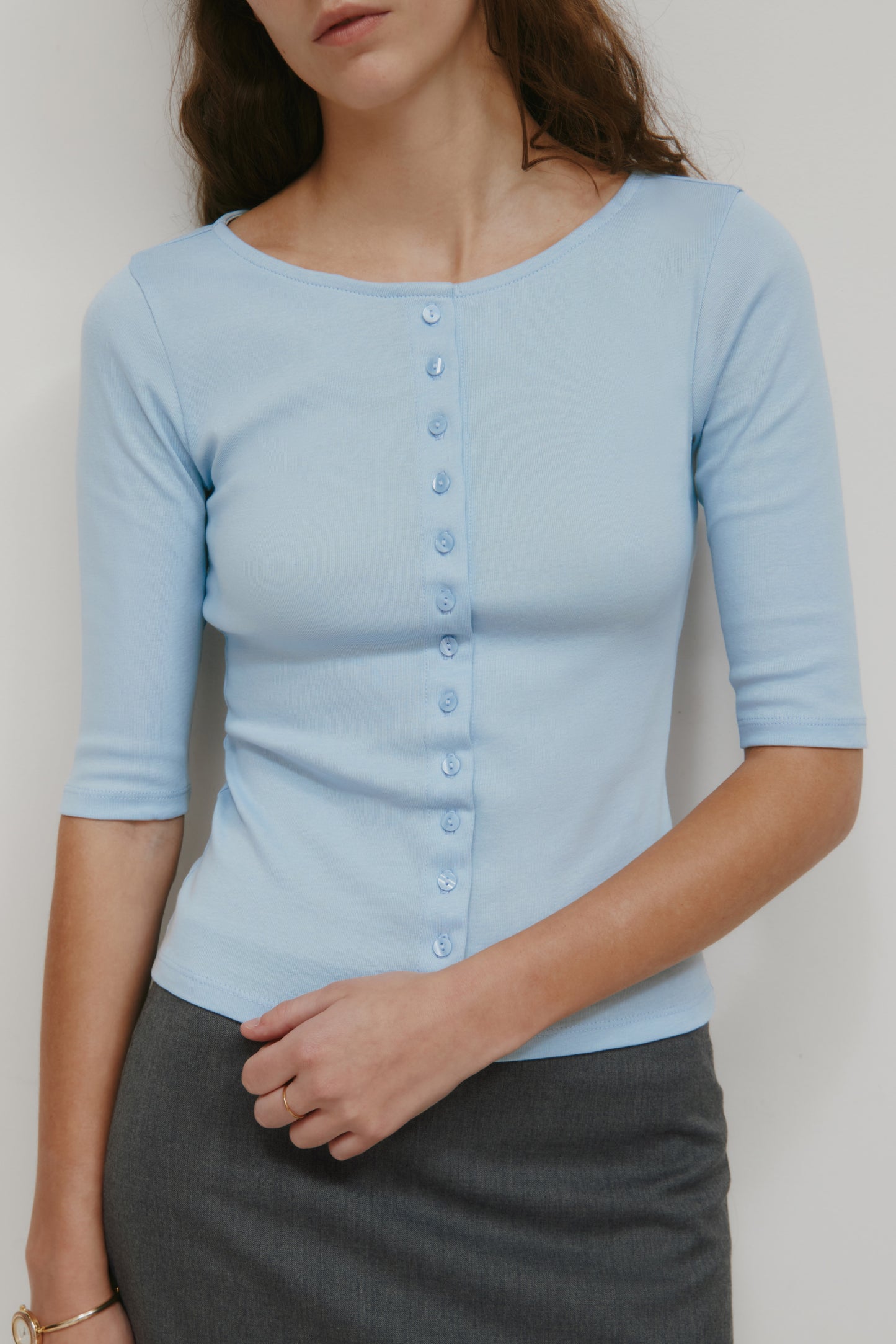 Women's Shortsleeve Cardigan in Blue Aura
