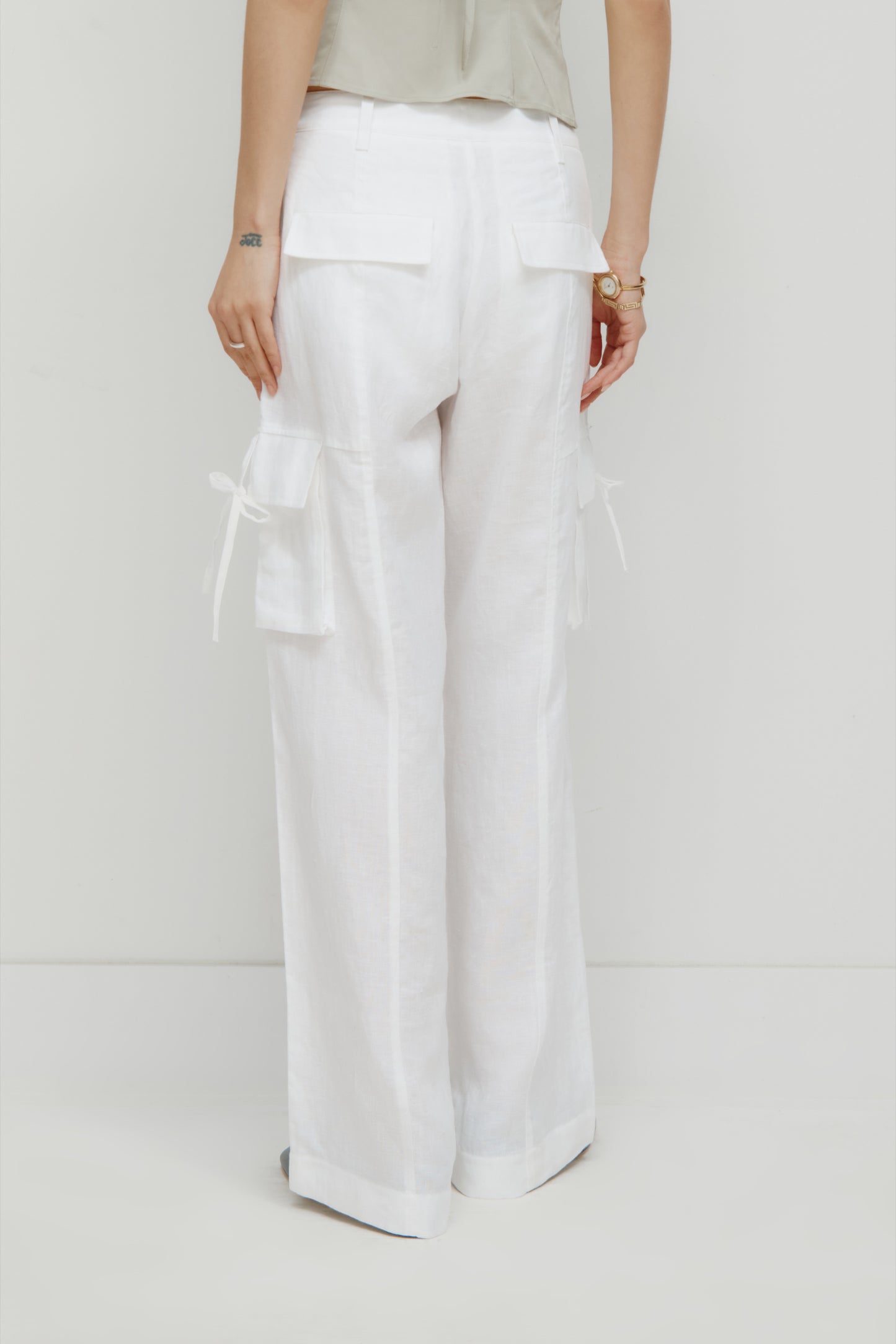 Women's Sila Linen Tie Pant in White