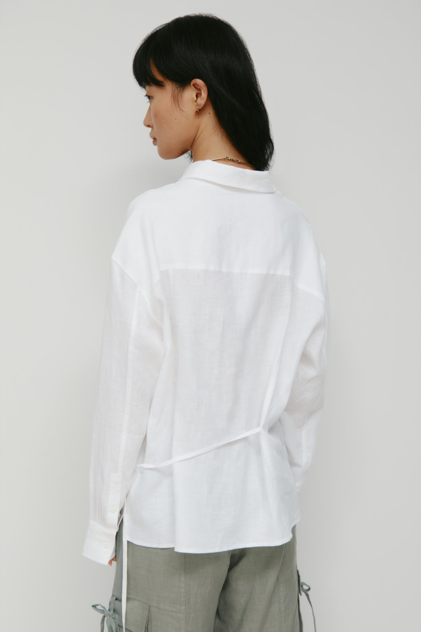 Women's Sila Linen Tie Shirt in White