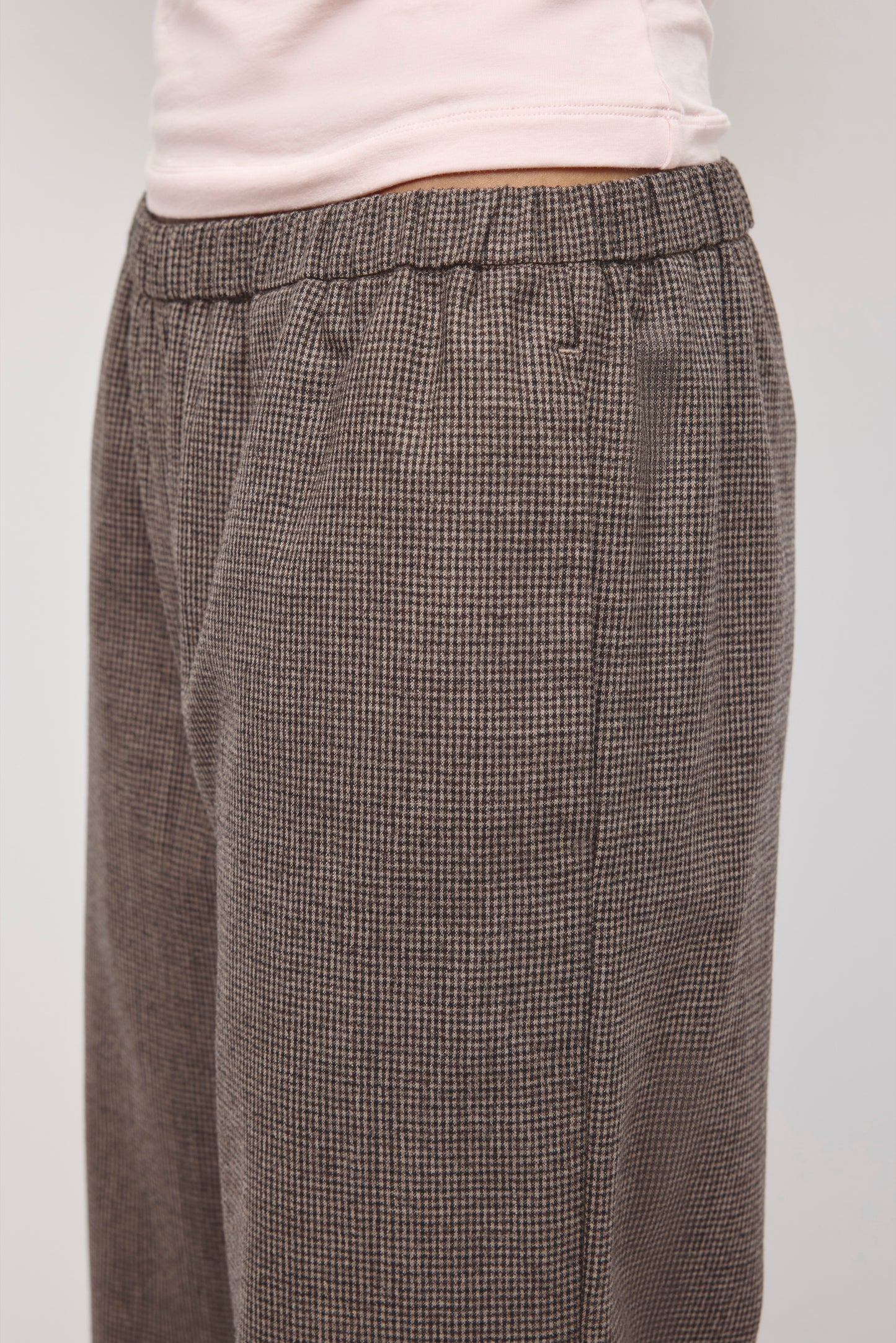 Women's Wool Pull on Pant in Taupe Check