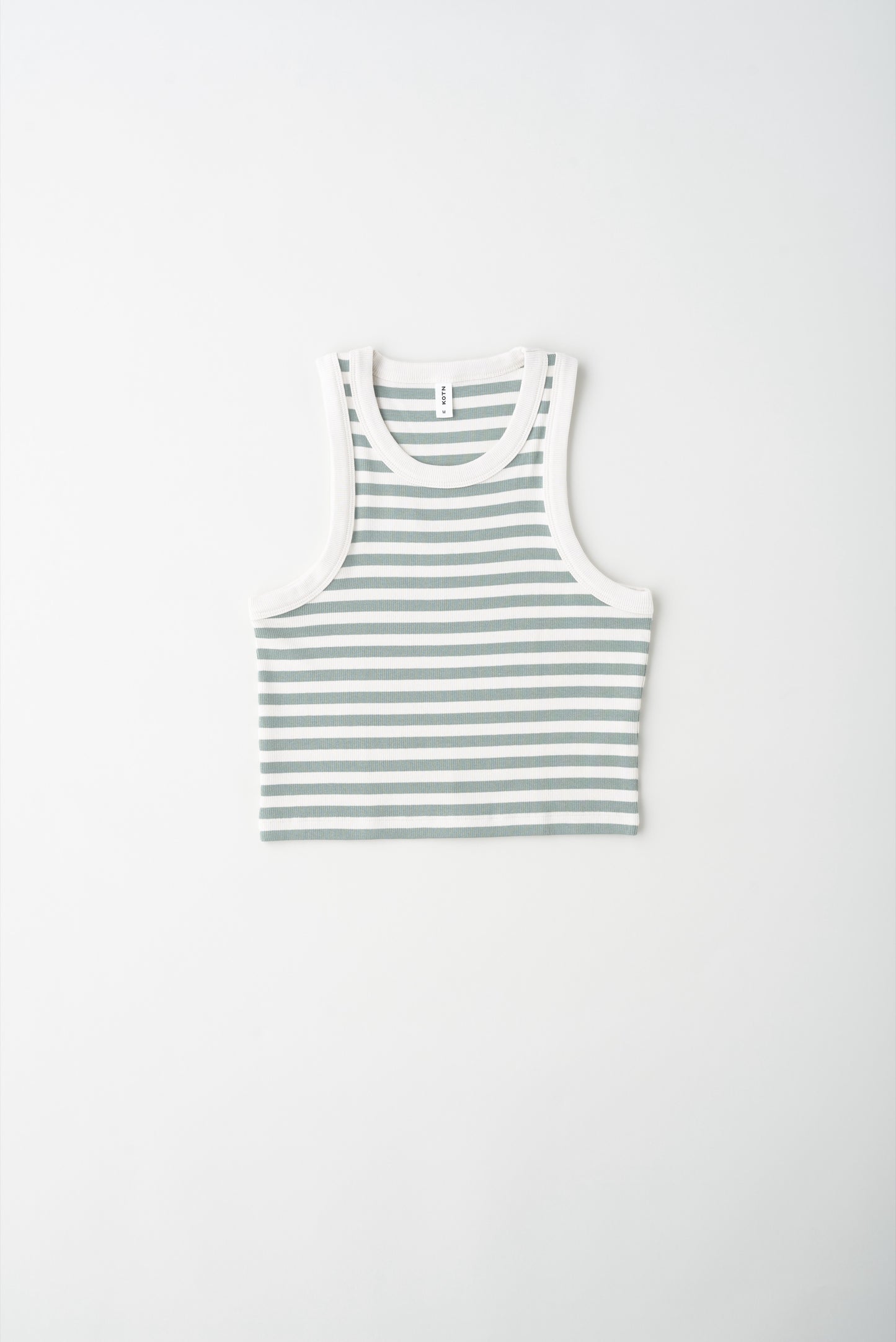 Women's Crop Racer Tank in Lily Pad/Marsh Stripe