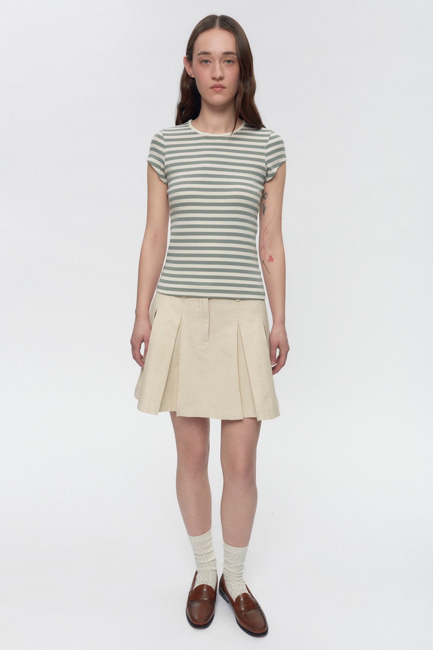 Women's 90's Tee in Lily Pad/Marsh Stripe