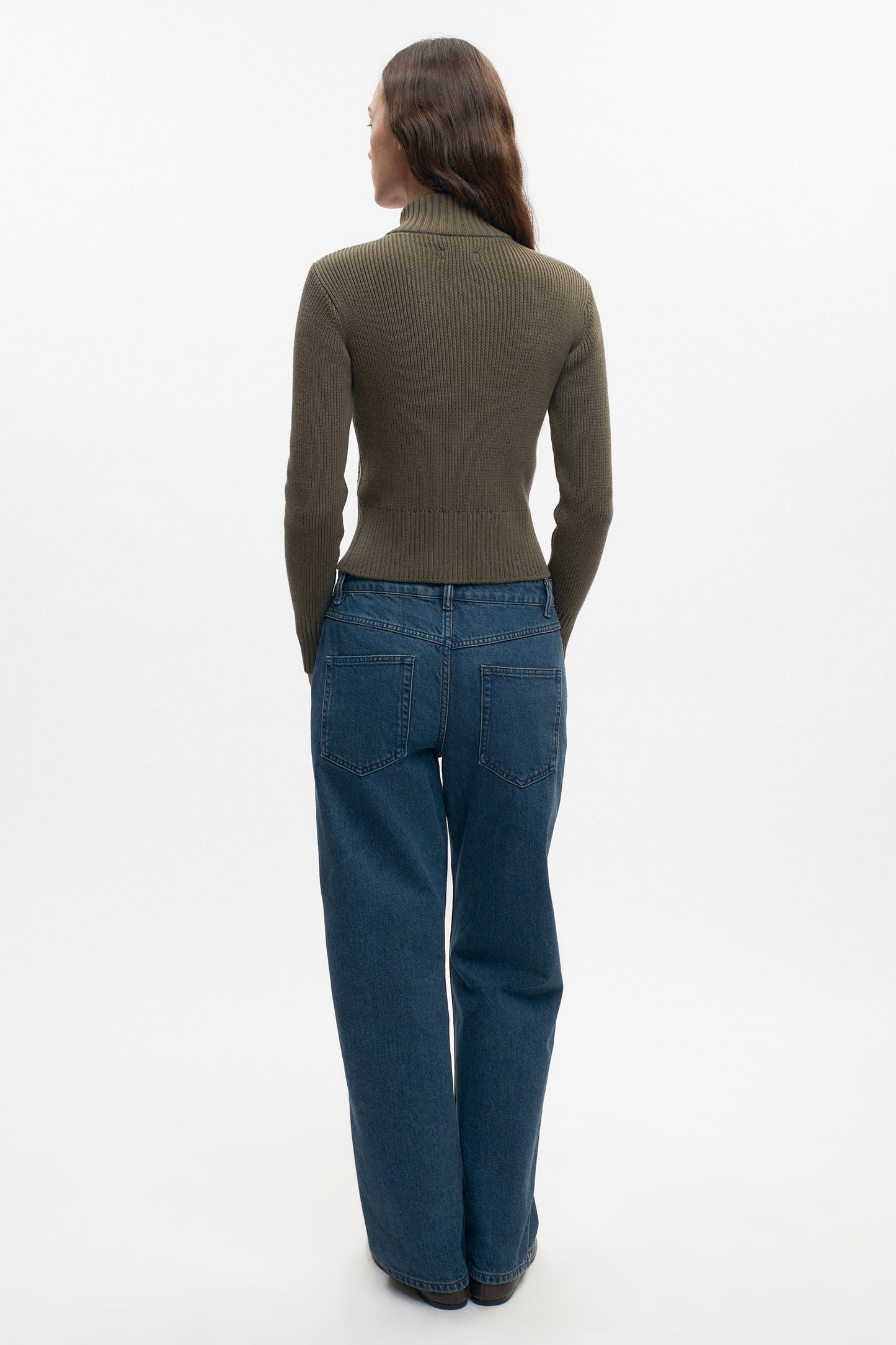 Women's Asymmetric Zip Sweater in Olive