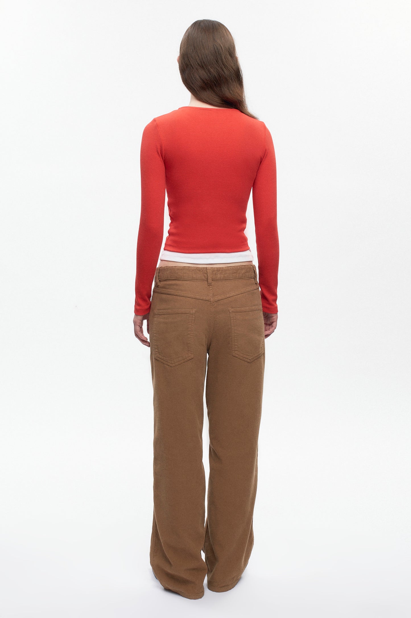 Women's Crew Neck Cardigan in Fiery Red