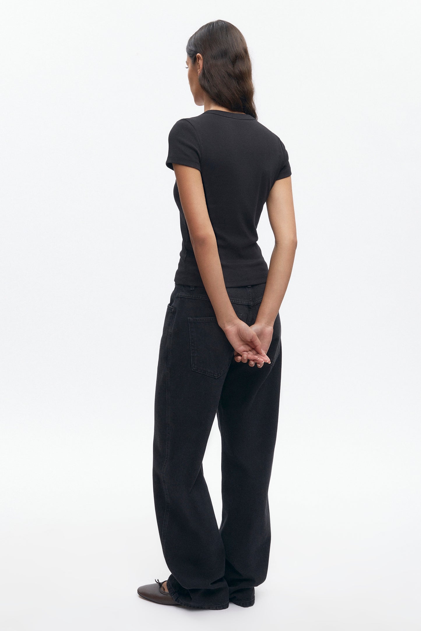 Women's High V-neck Tee in Black