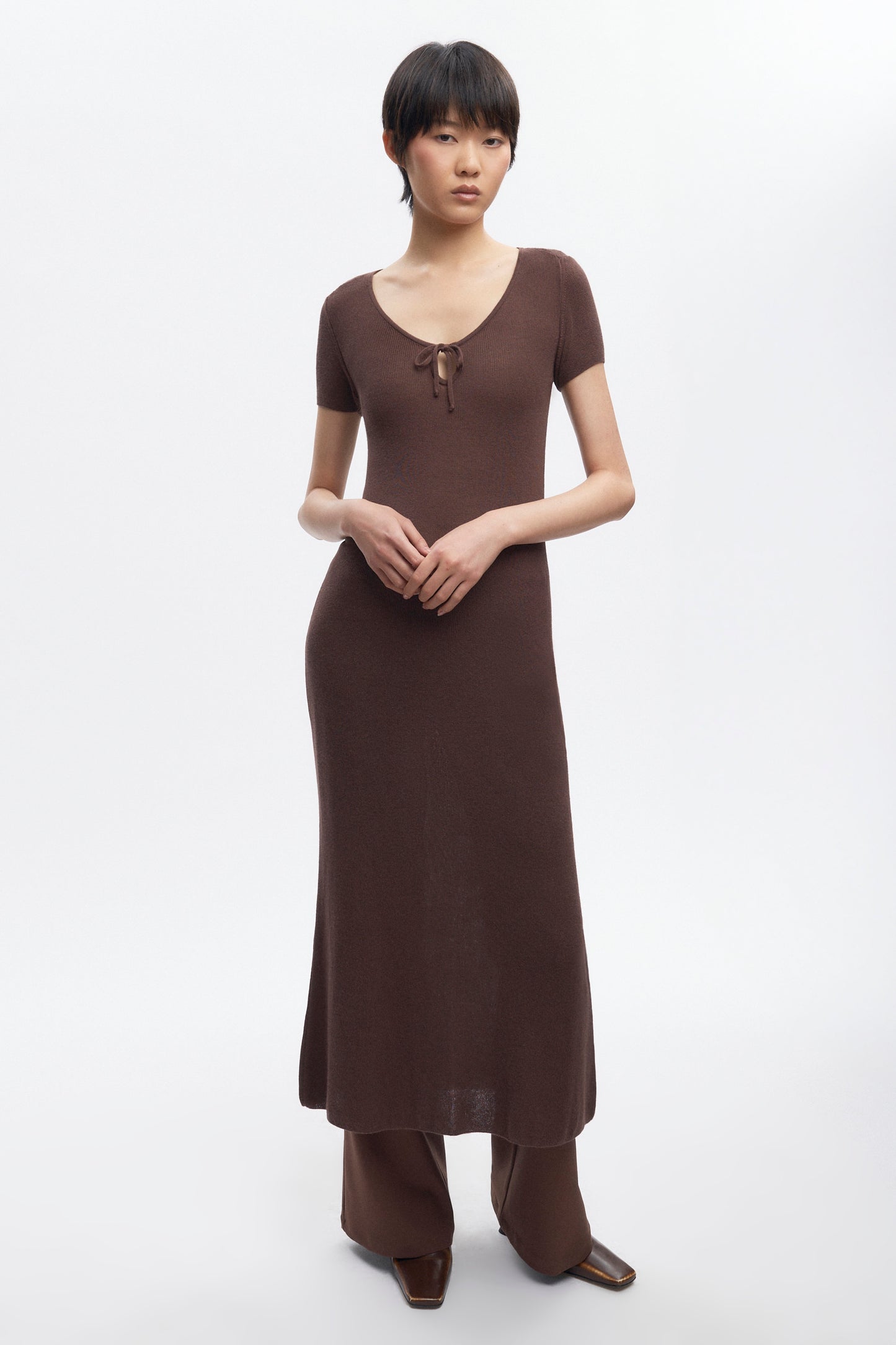 Women's Iris Knit Dress in Coffee Bean