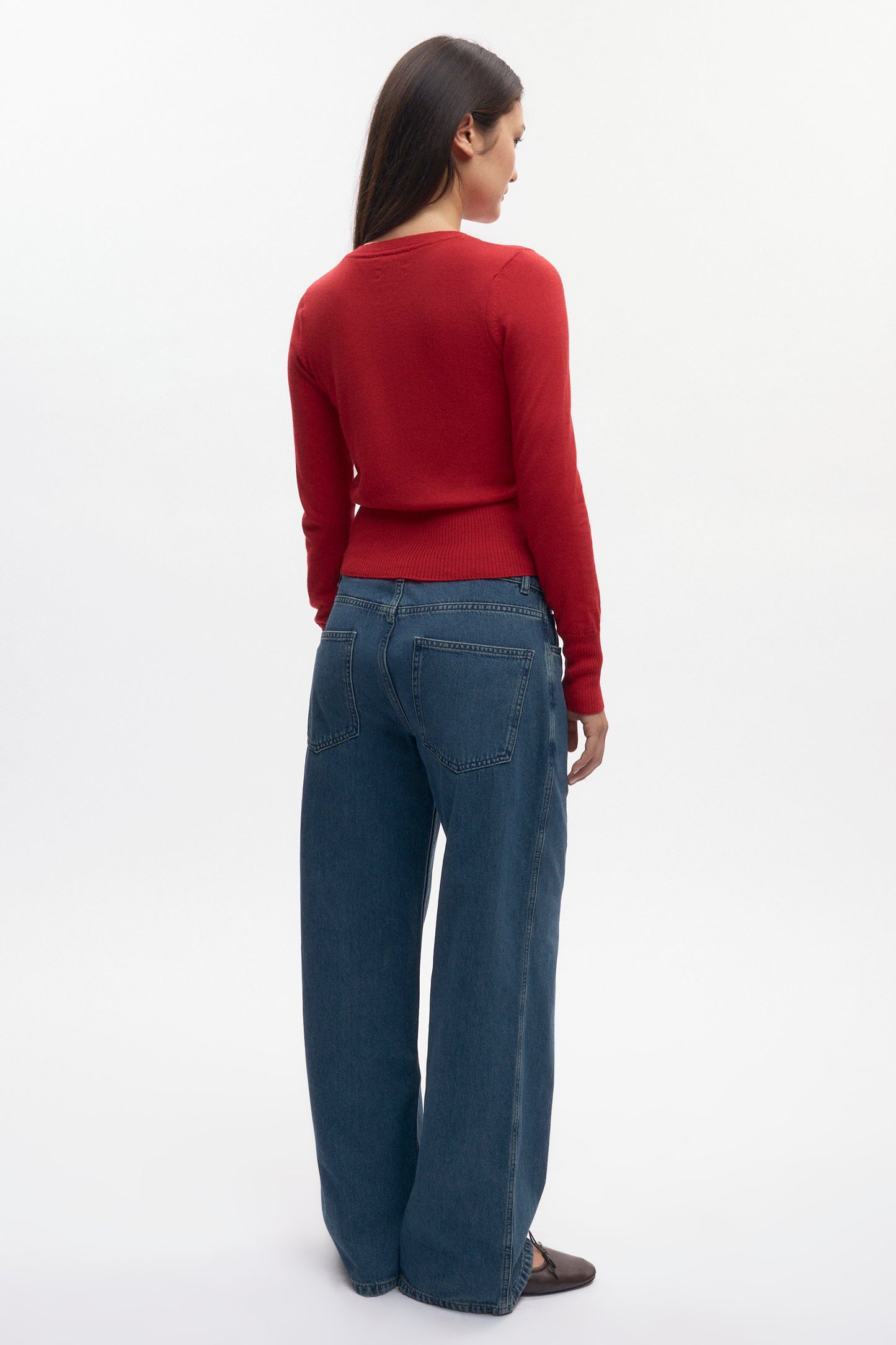 Women's Merino V-neck Sweater in Fiery Red