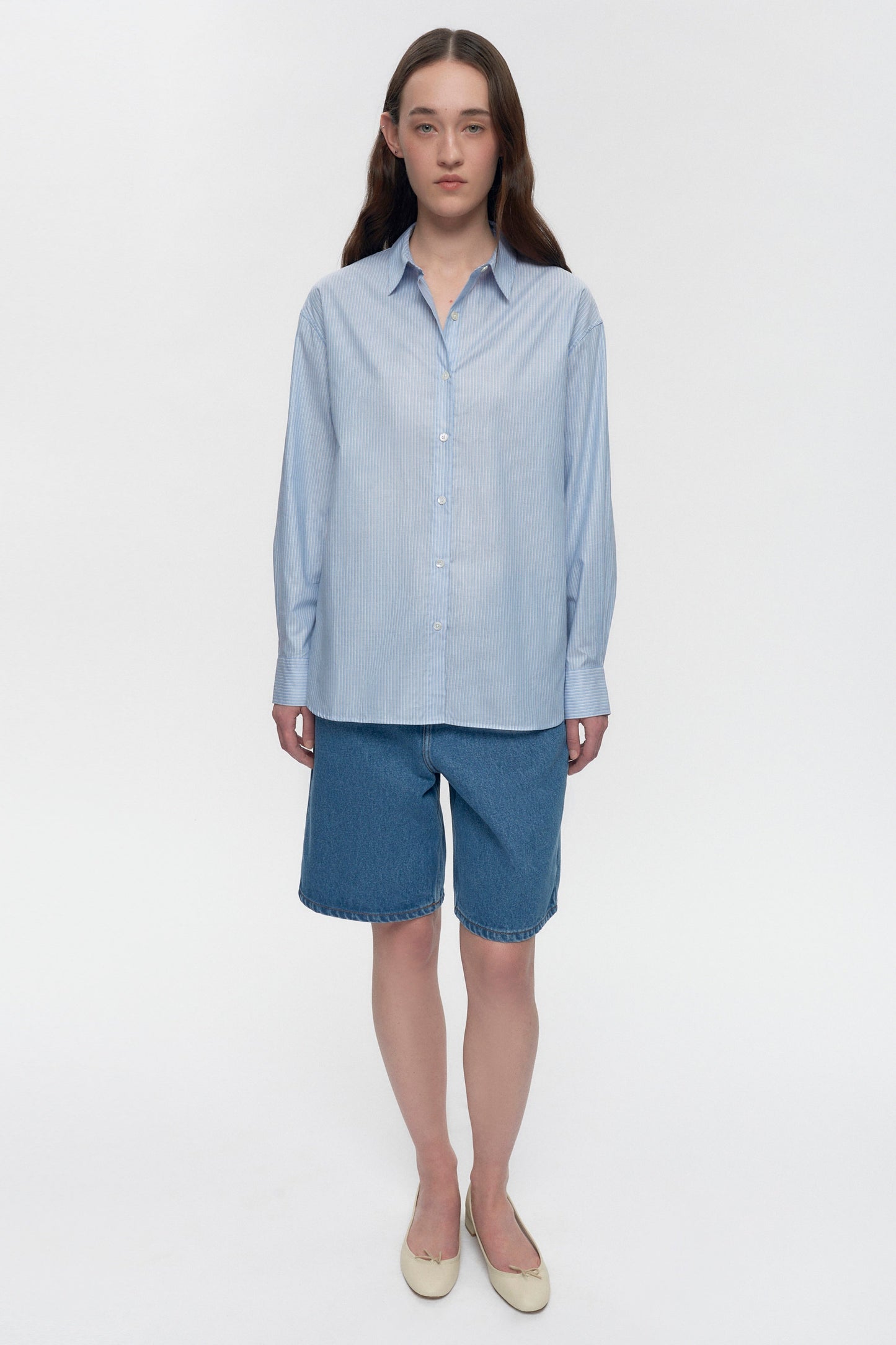 Women's Merire Striped Shirt in Blue Stripe