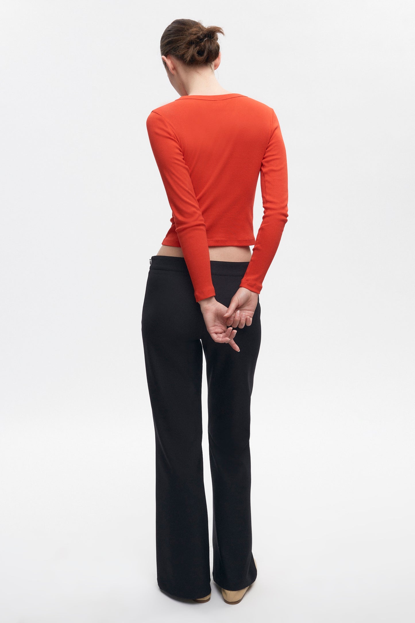 Women's Micro Rib Longsleeve in Fiery Red