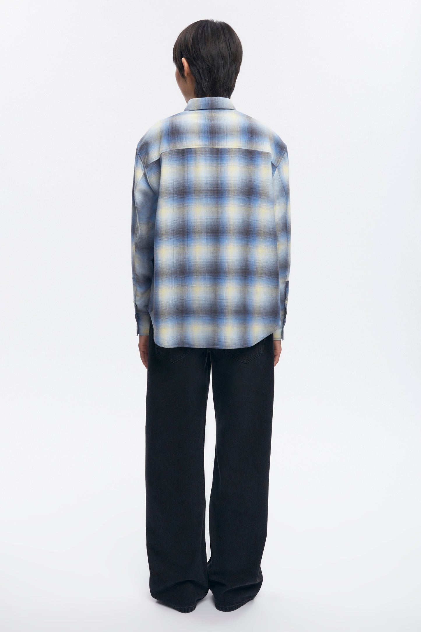 Women's Oversized Flannel Shirt in Blue Plaid