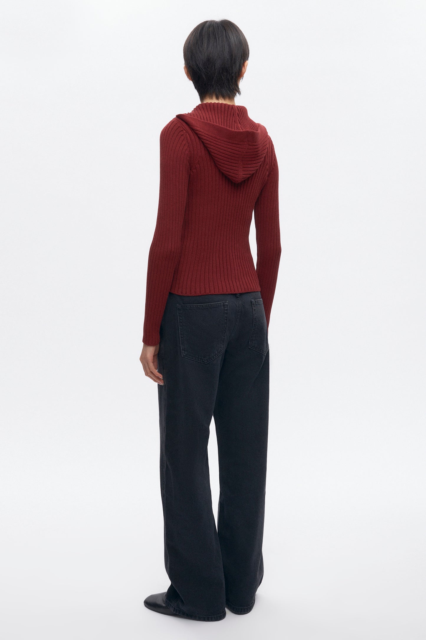 Women's Rib Zip Hoodie in Cabernet