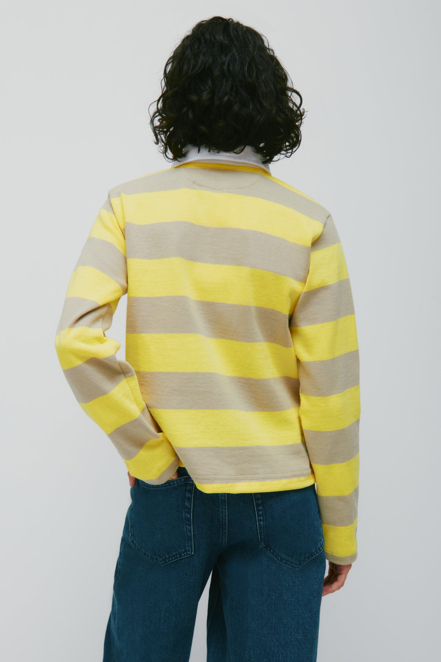 Shrunken Rugby Shirt in Lemon/Taupe