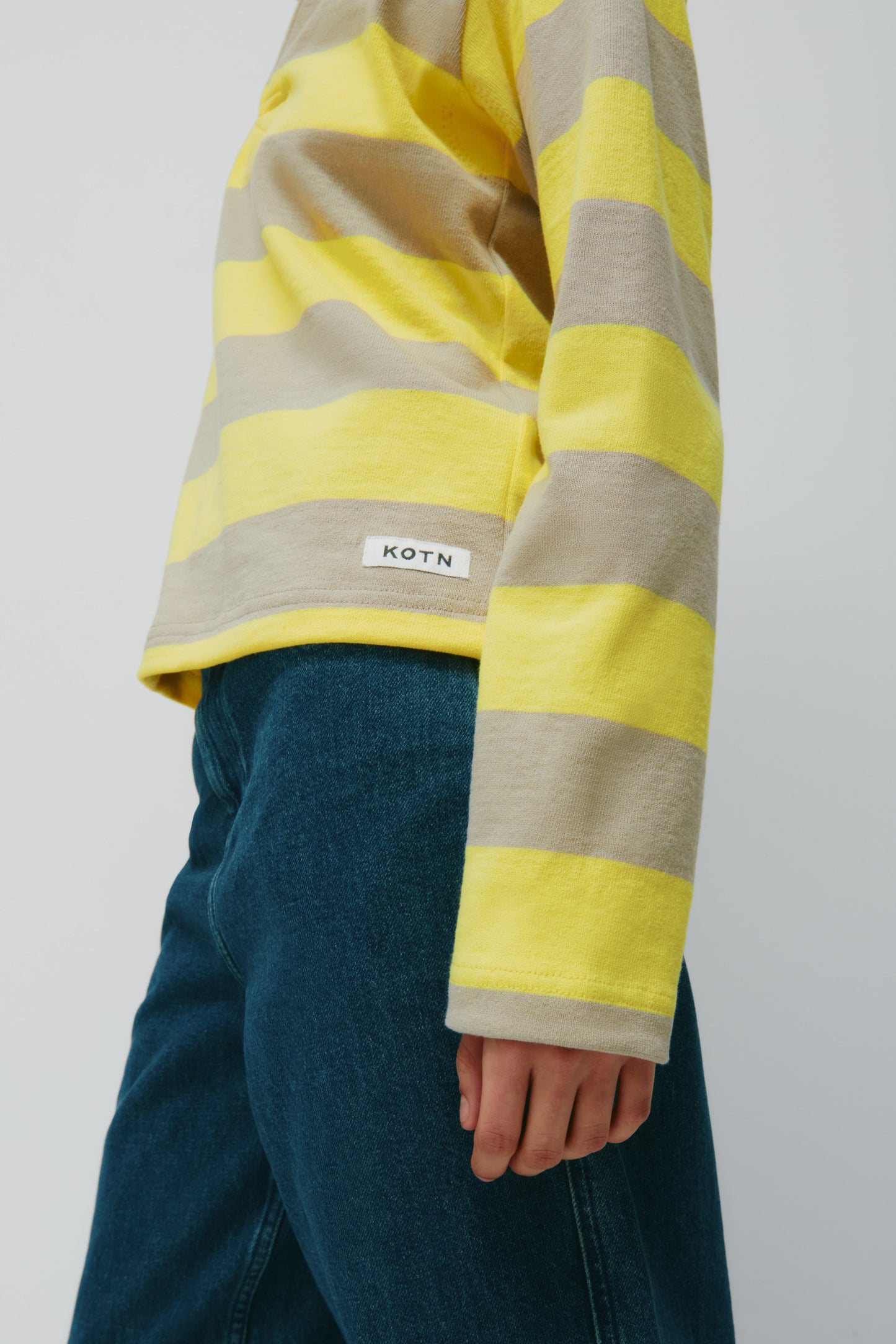 Shrunken Rugby Shirt in Lemon/Taupe