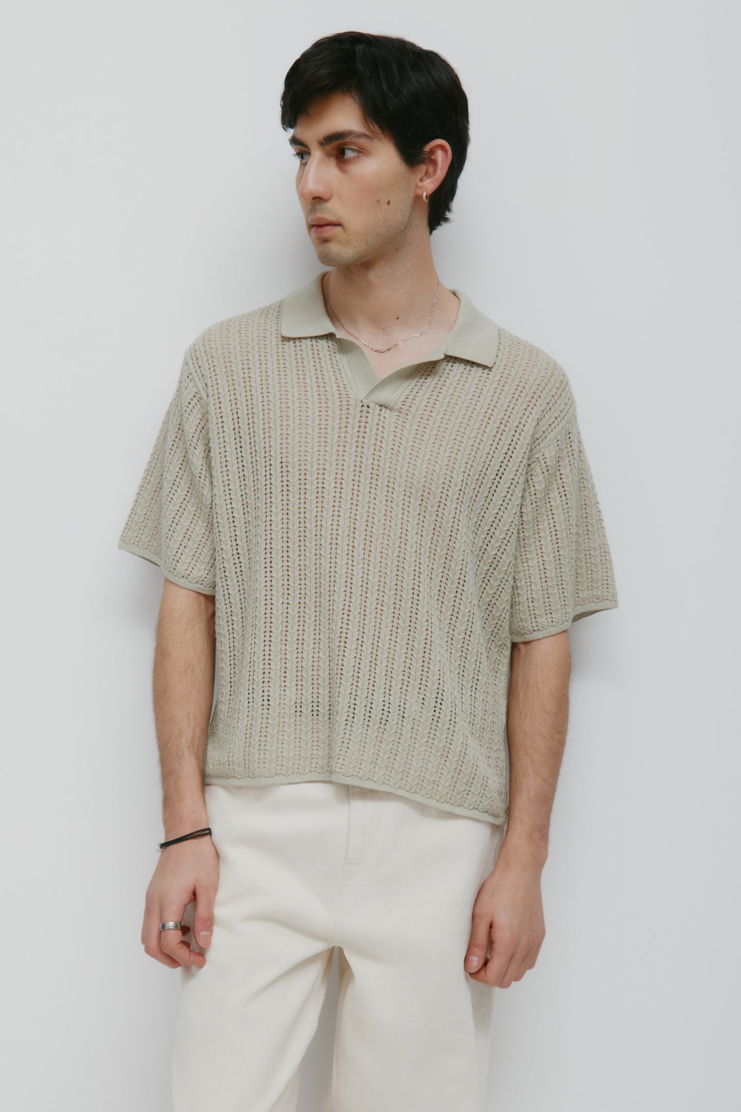 Men's Jadd Shortsleeve Knit Polo in Sage Mist