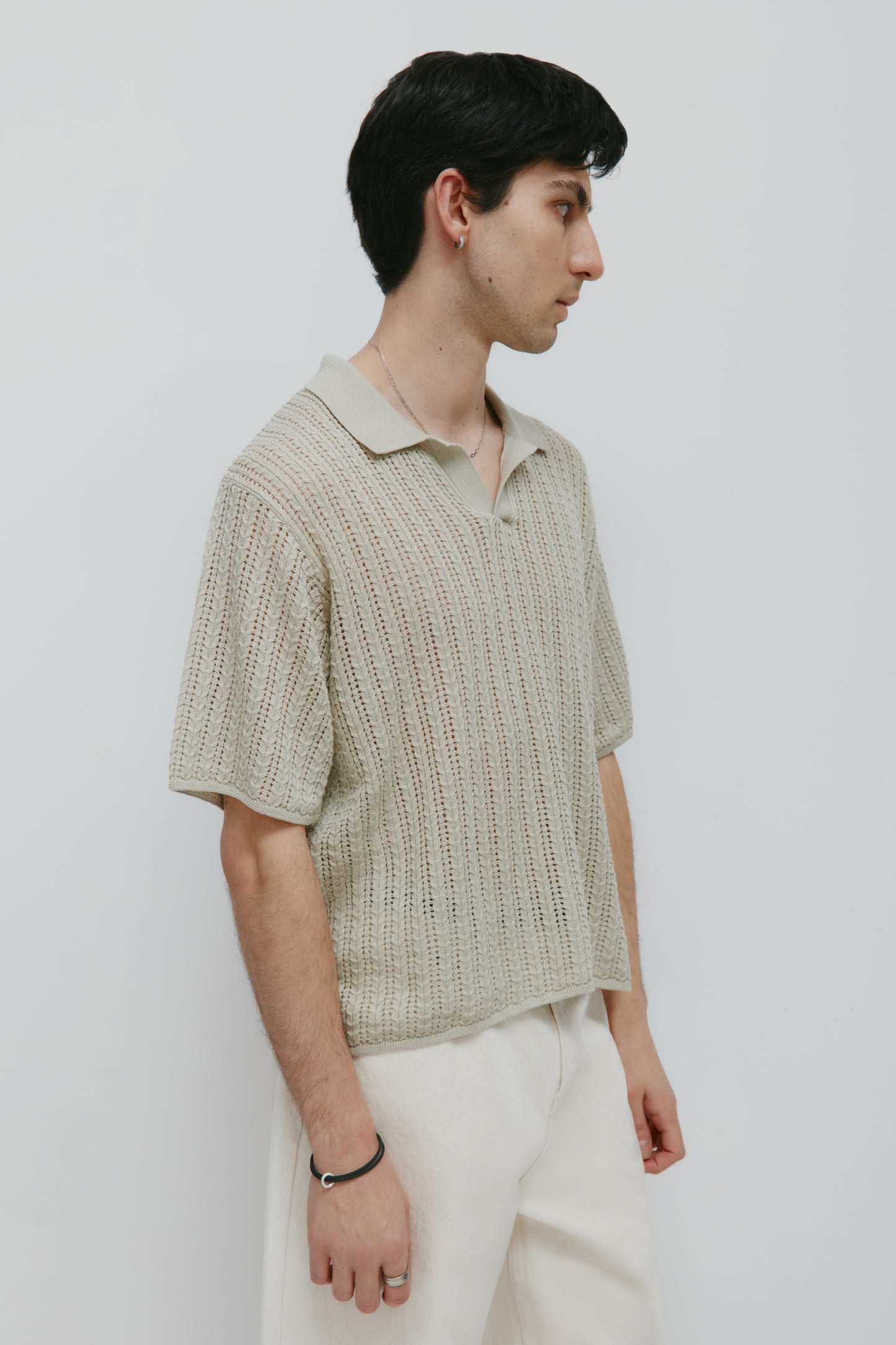 Men's Jadd Shortsleeve Knit Polo in Sage Mist
