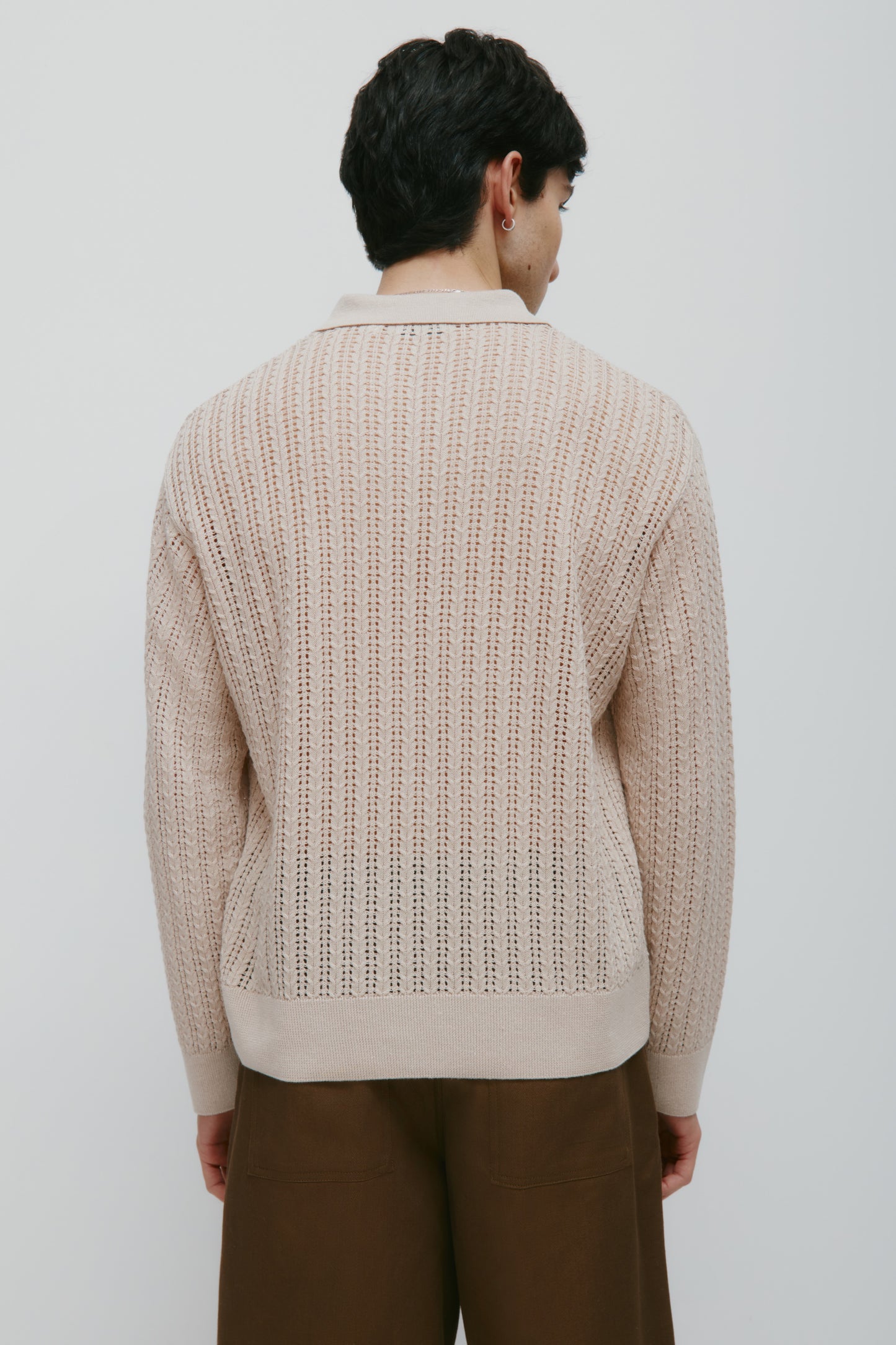 Men's Jadd Longsleeve Knit Polo in Sandstone